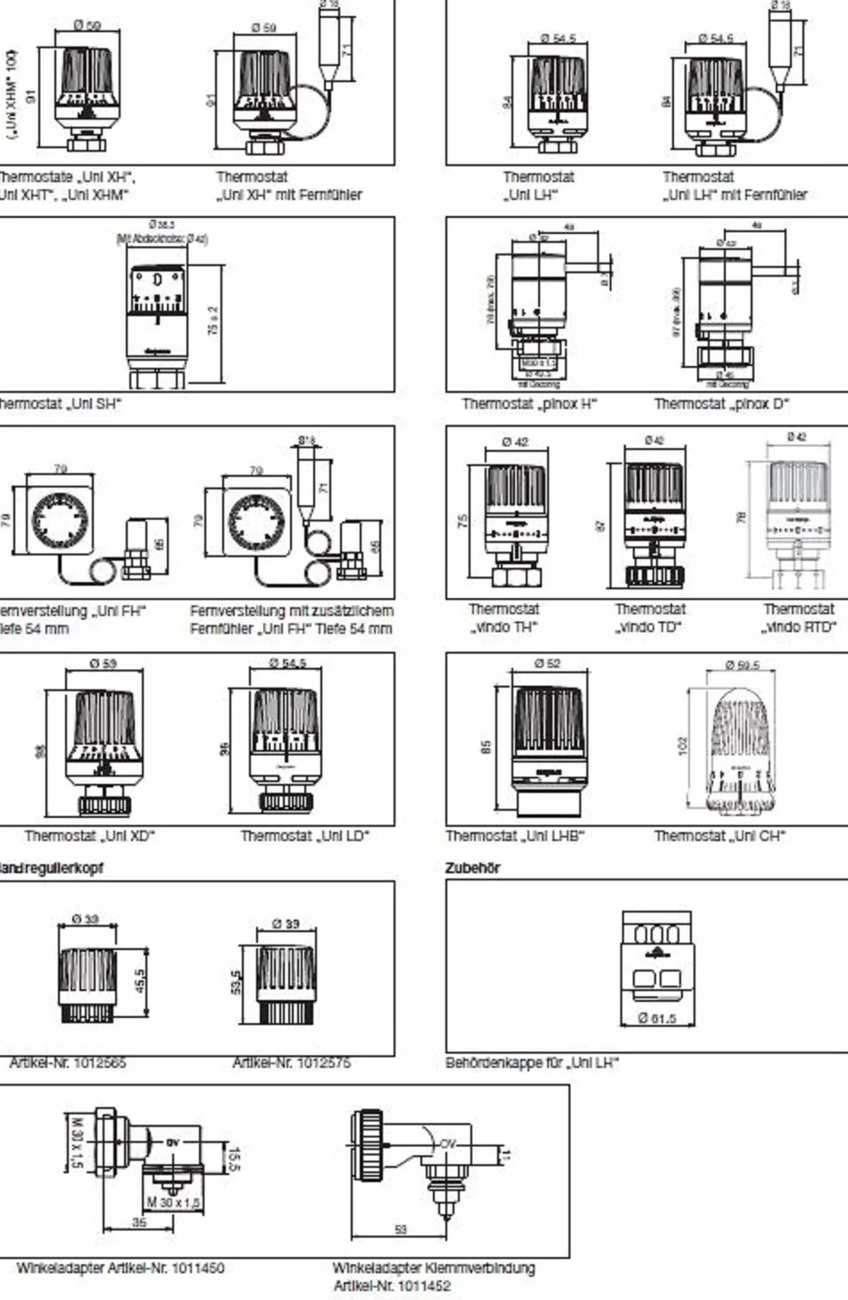 Termostat Oventrop Uni LH M30 x 1,5 z ustawieniem zerowym 7-28°C, opakowanie może się różnić