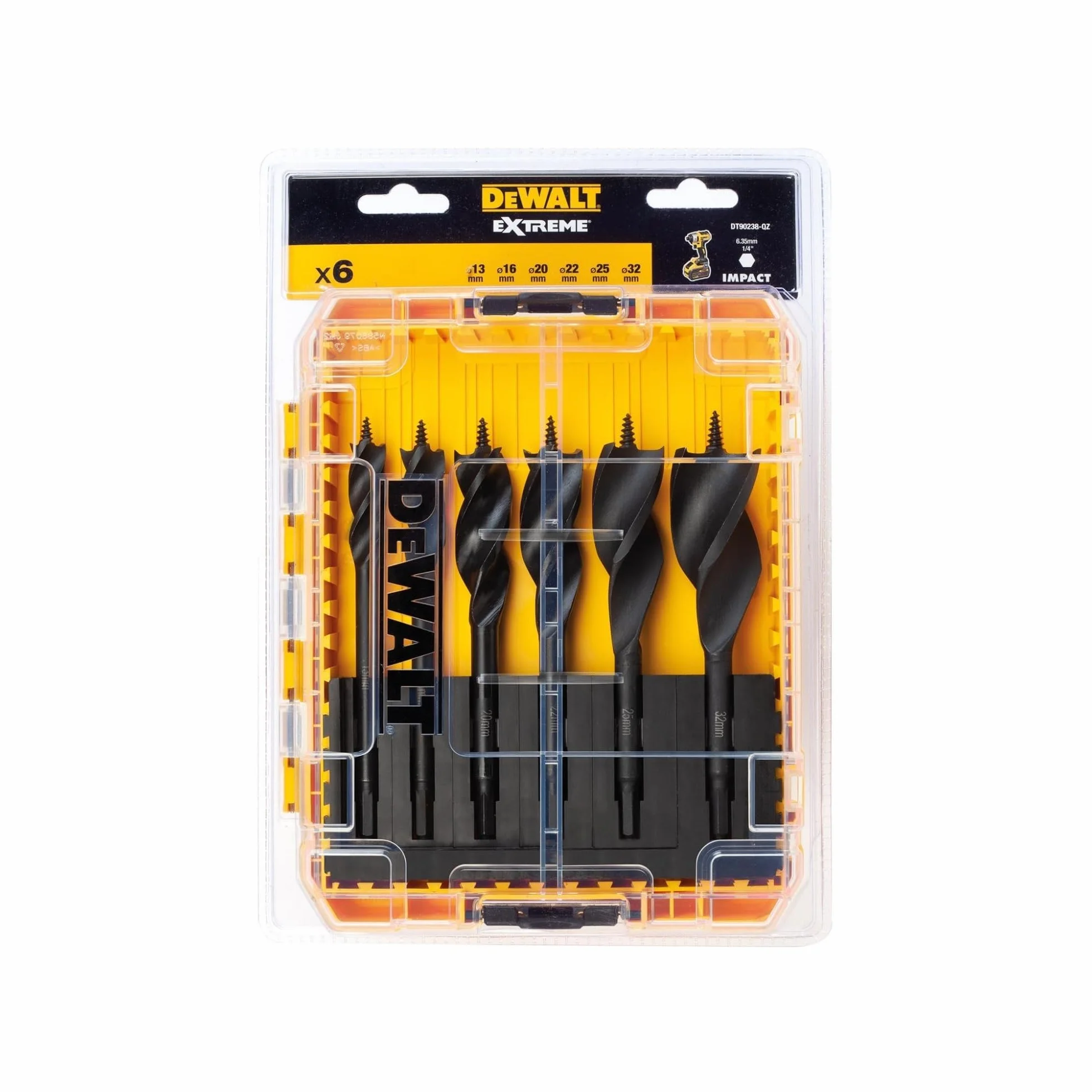 DEWALT Juego 6 wiertłos triple flauta 13mm 16mm 20mm 22mm 25mm 32mm