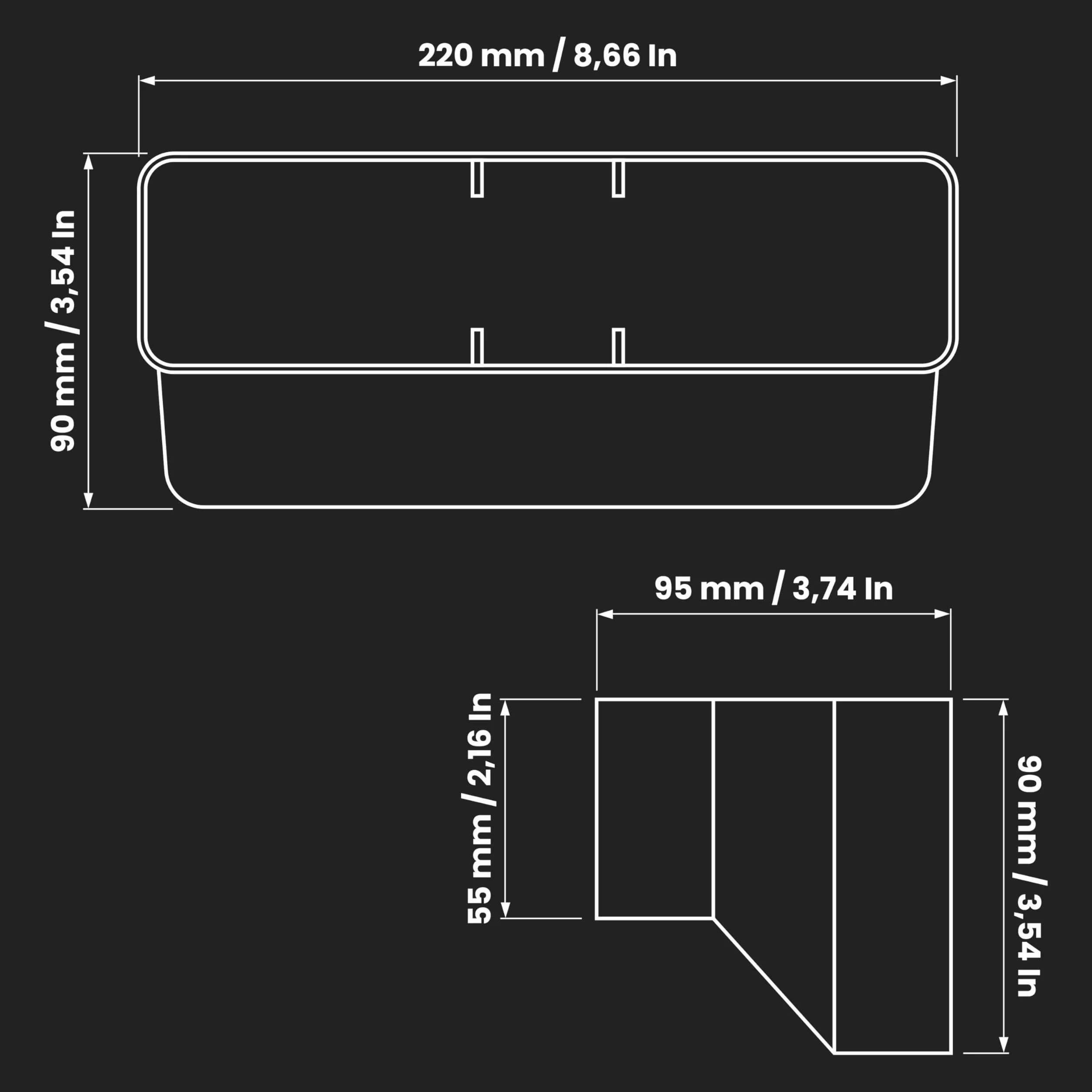 Redukcja rury prostokątna 220x90 mm do 220x55 mm system wentylacji ogrzewania chłodzenia