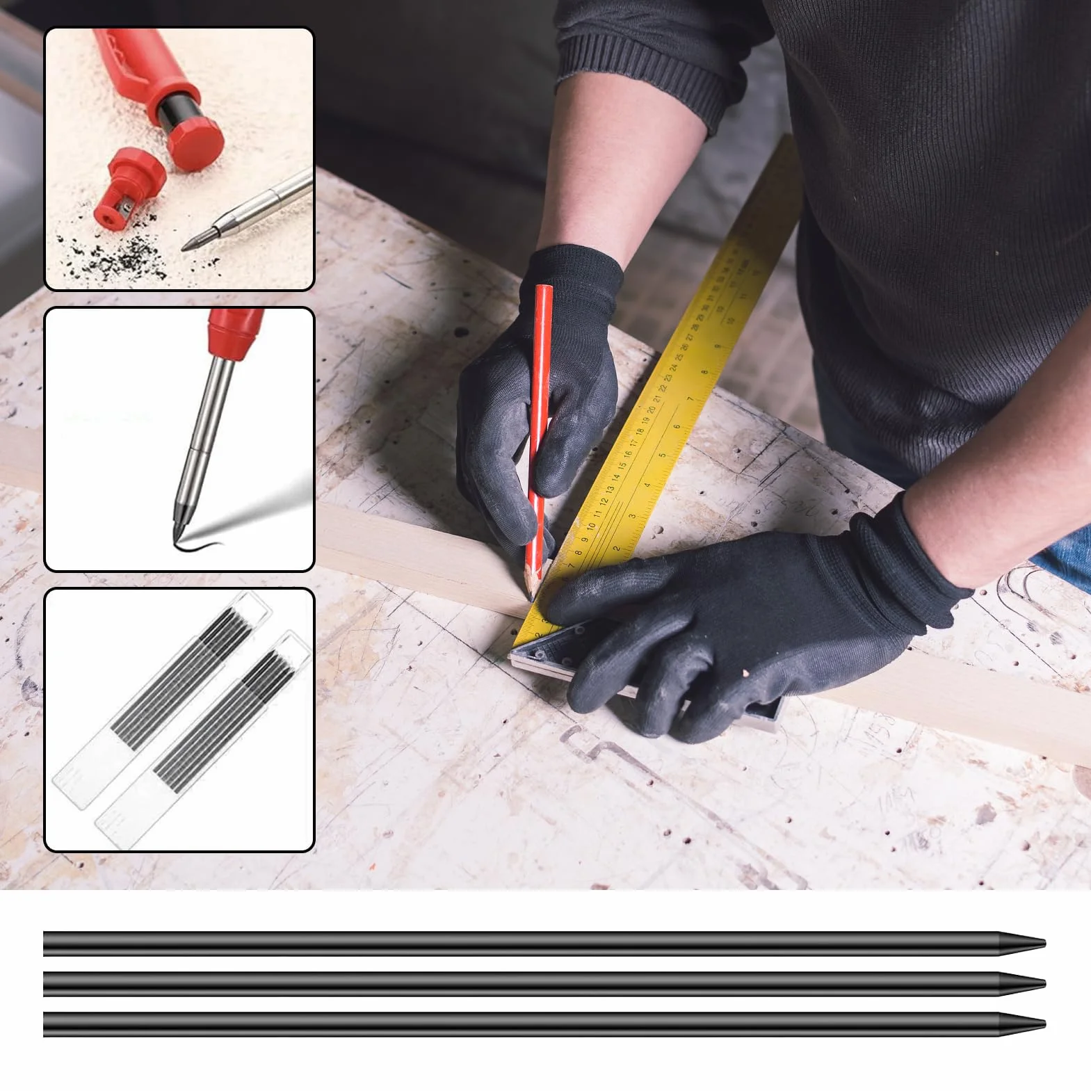 Mine Carpenter zamiennik ołówka profesjonalny długopis budowlany wkłady stolarskie 2,8 mm 24 szt.