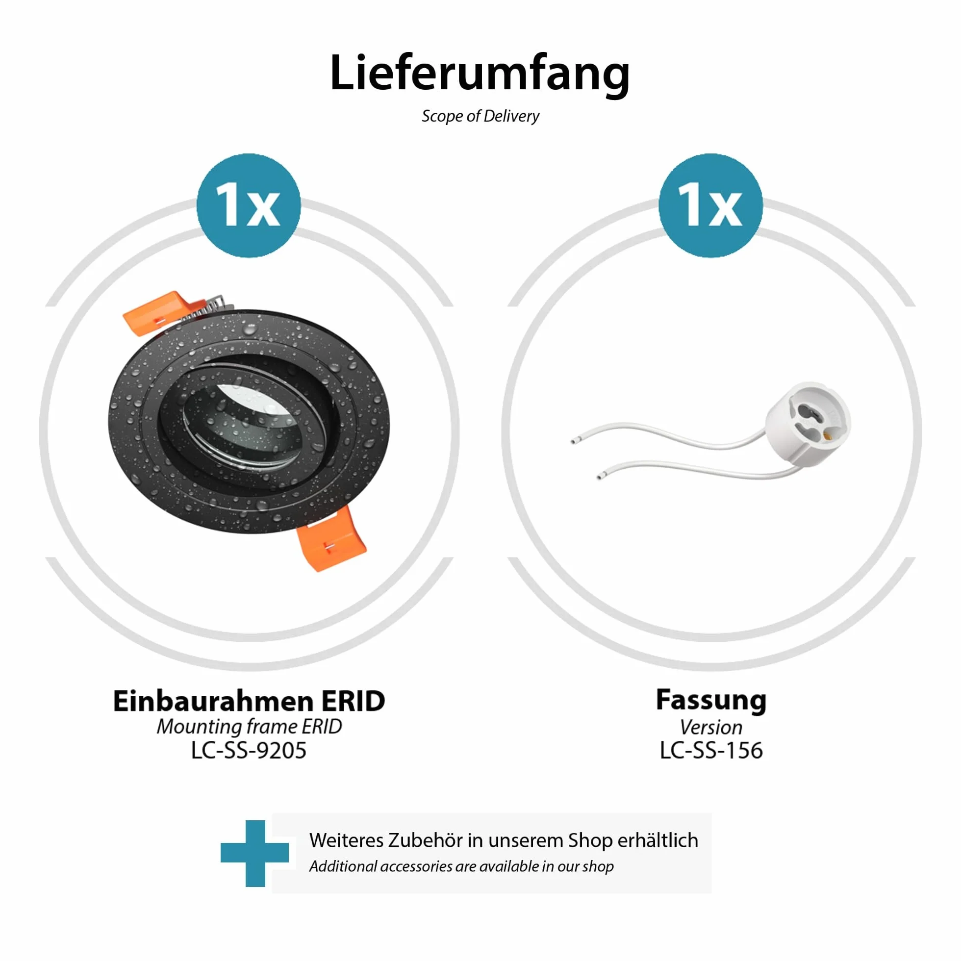 ledscom.de ERID Oprawa Wpuszczana Łazienkowa IP44 GU10 Czarny Mat 4 szt.