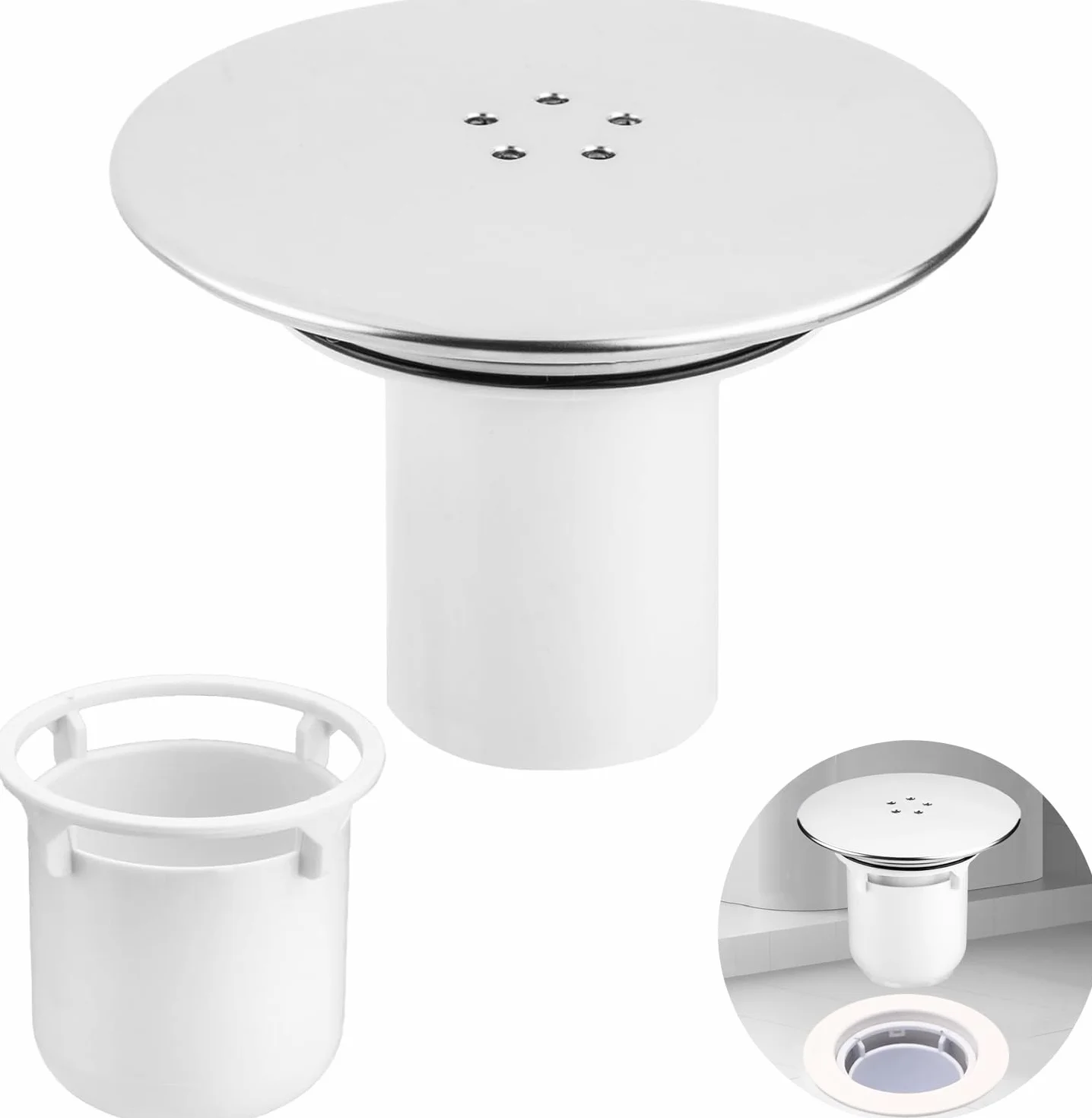 Osłona odpływu prysznicowego 90 mm/115 mm do Viega Tempoplex z łapaczem włosów