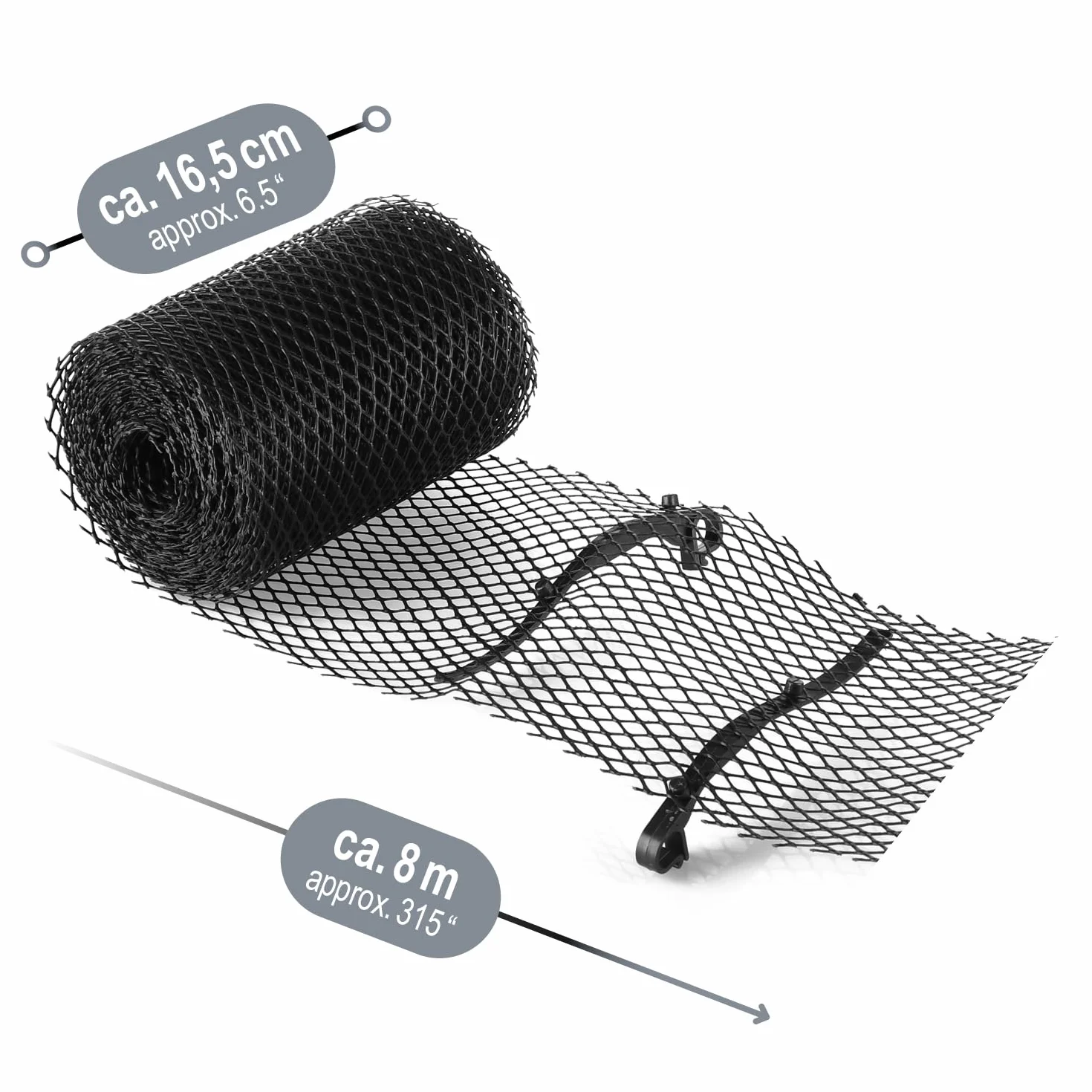 COM-FOUR Rolka zabezpieczenia rynien 8m Zestaw 3 z 10 zaciskami