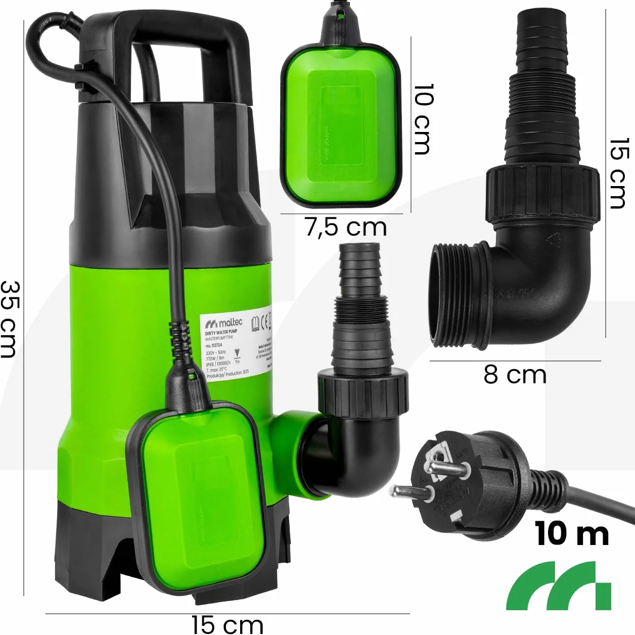 Pompa zanurzeniowa MalTec 13000 l/h 770 W 10 m kabel