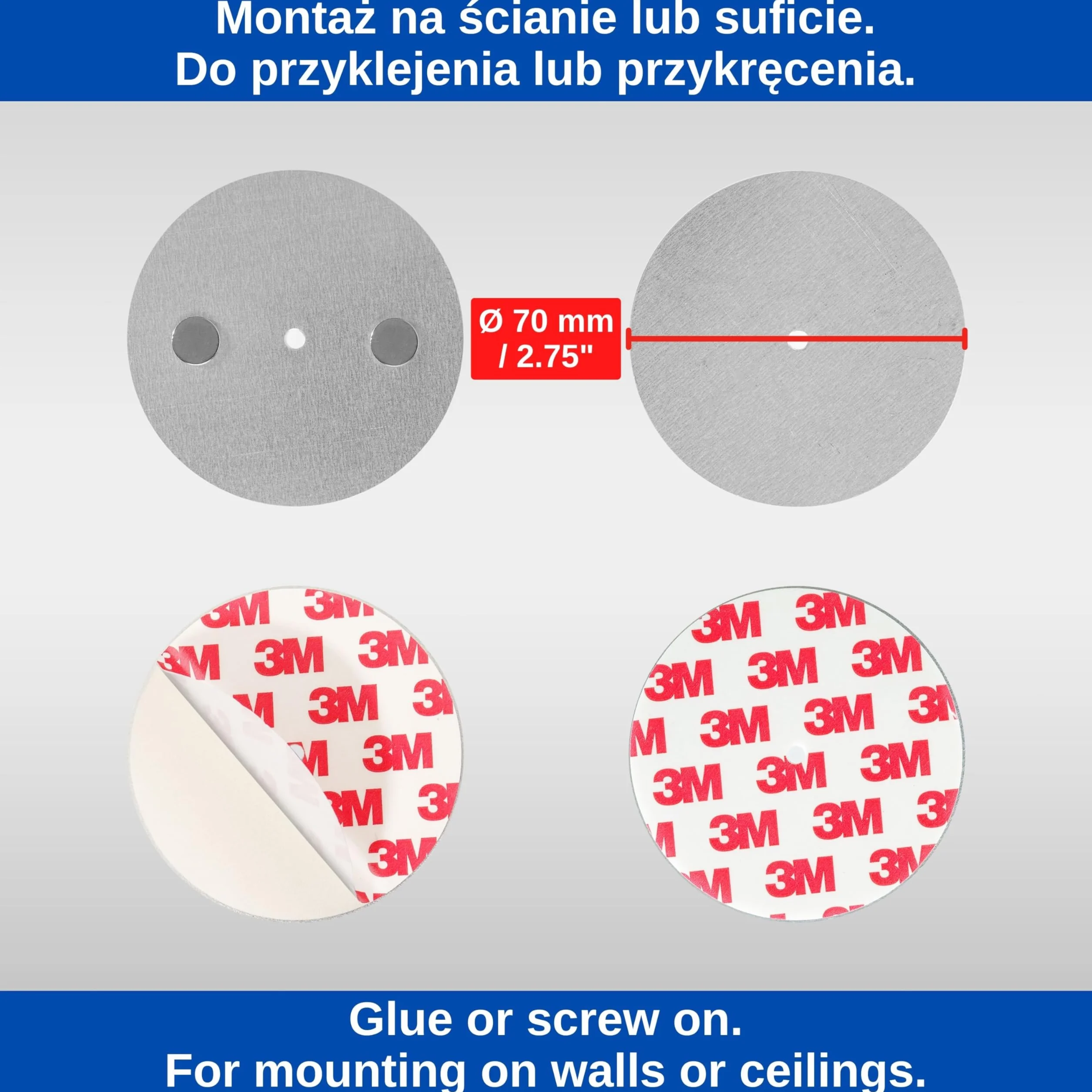 Uchwyt Magnetyczny do Czujnika Dymu 4 sztuk Ø 70 mm