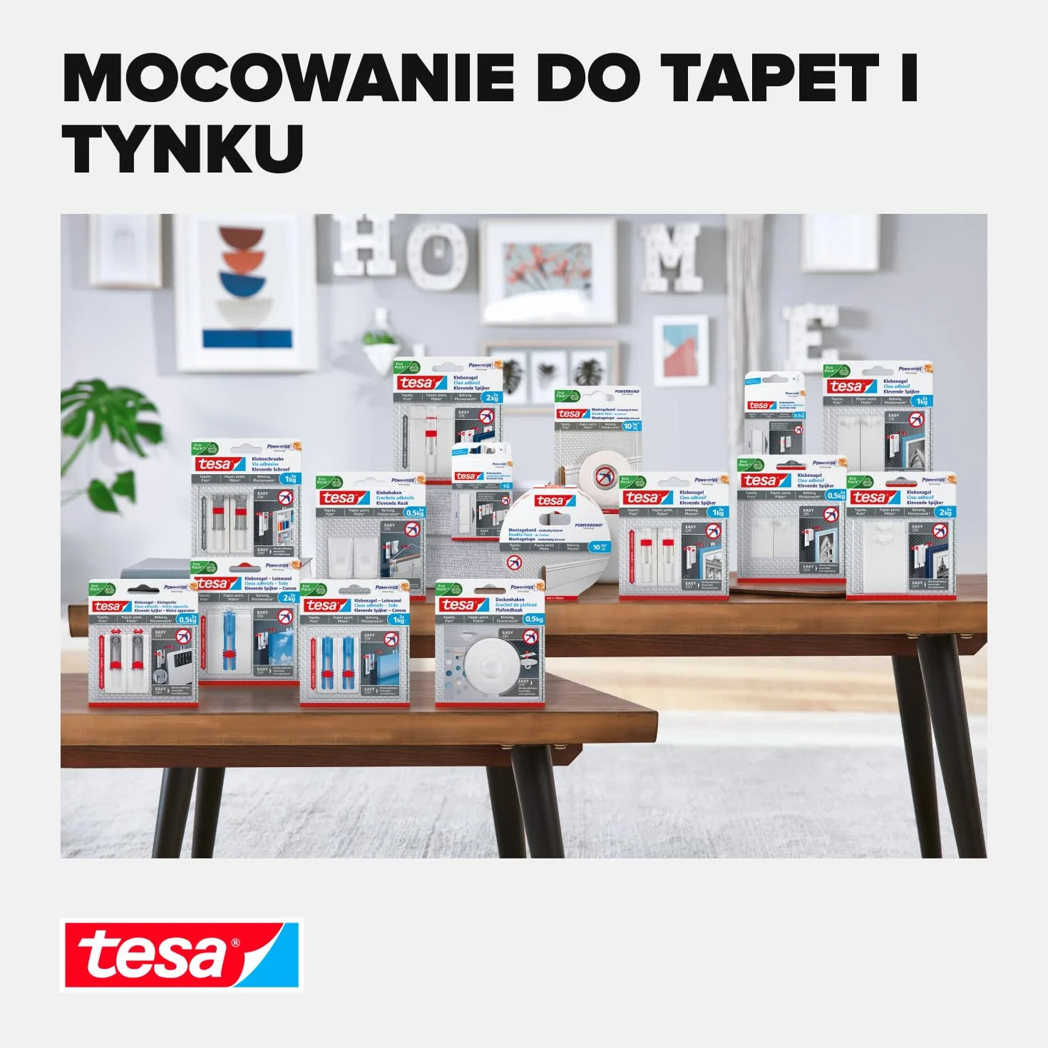 tesa Gwoździe samoprzylepne do tapet i tynku, 2 kg, 3 sztuki