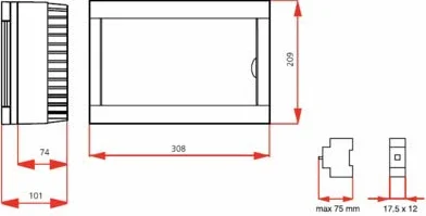 Natynkowa skrzynka rozdzielcza IP40 12 modułów z szyną montażową