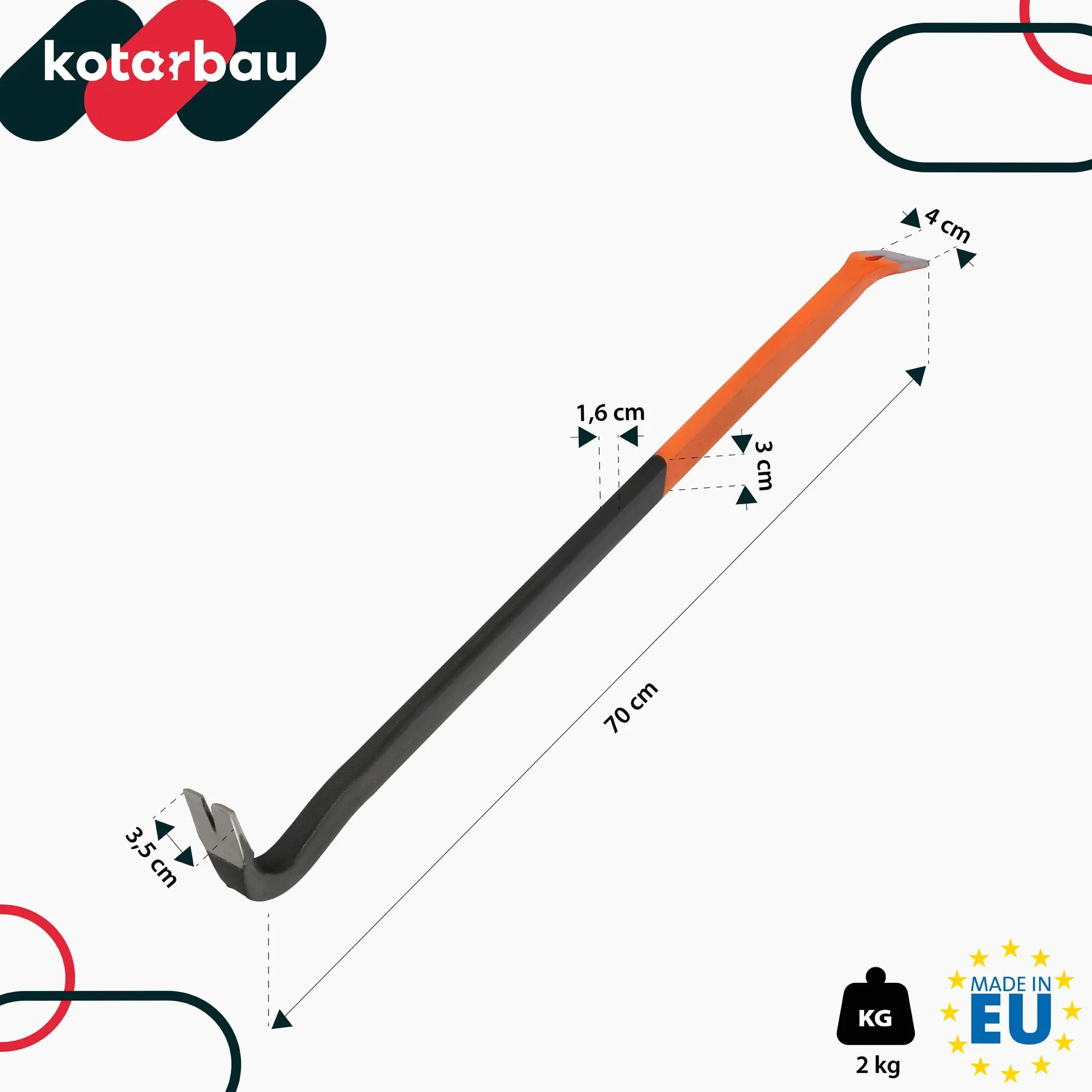 KOTARBAU Brecheisen kutwalcowane dwustronne łom żelazkowy 700 mm