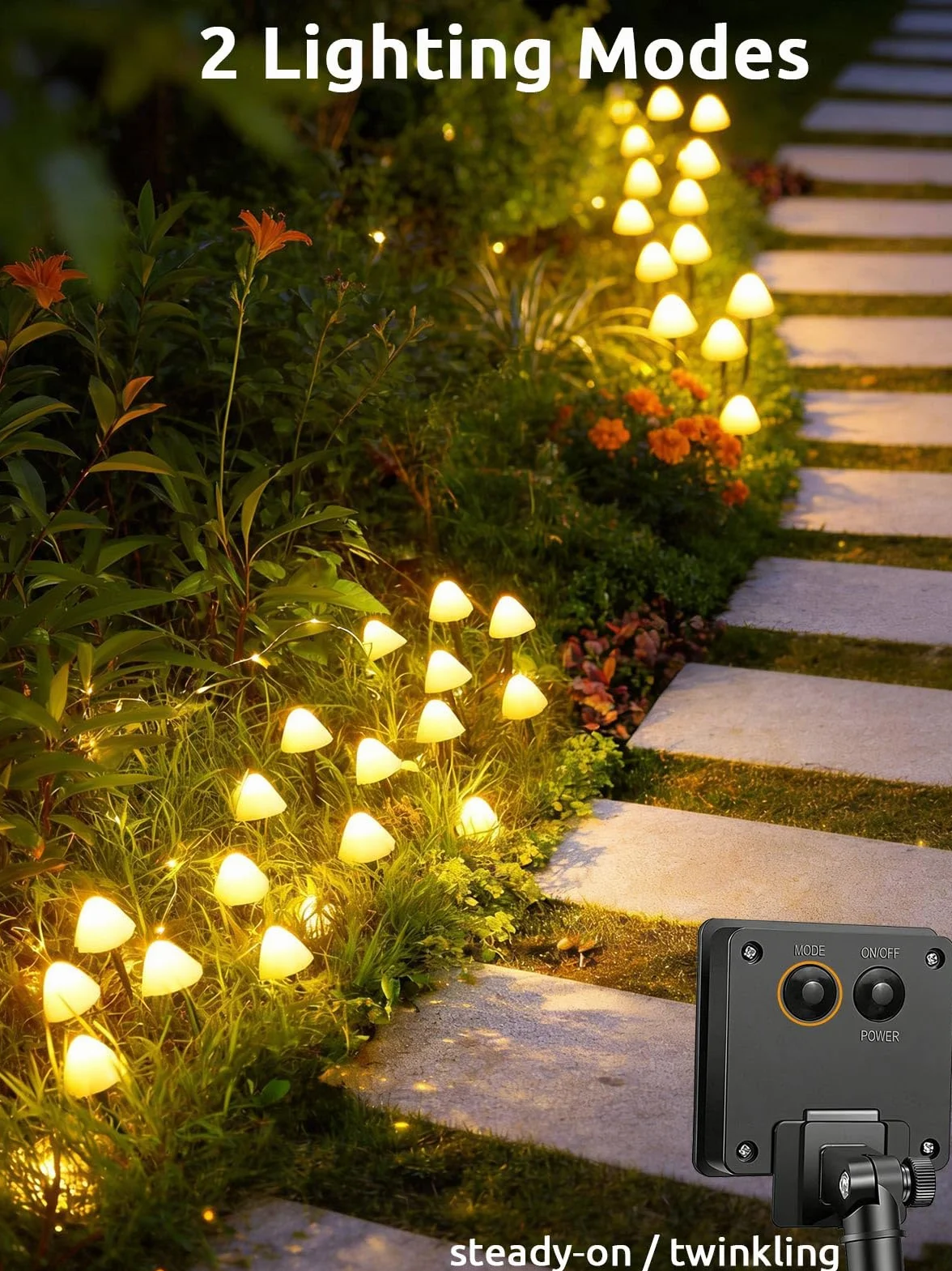 Joycome Ozdoby ogrodowe słoneczne 5 m 20 diod LED grzyb wodoodporne lampki ogrodowe ciepła biel