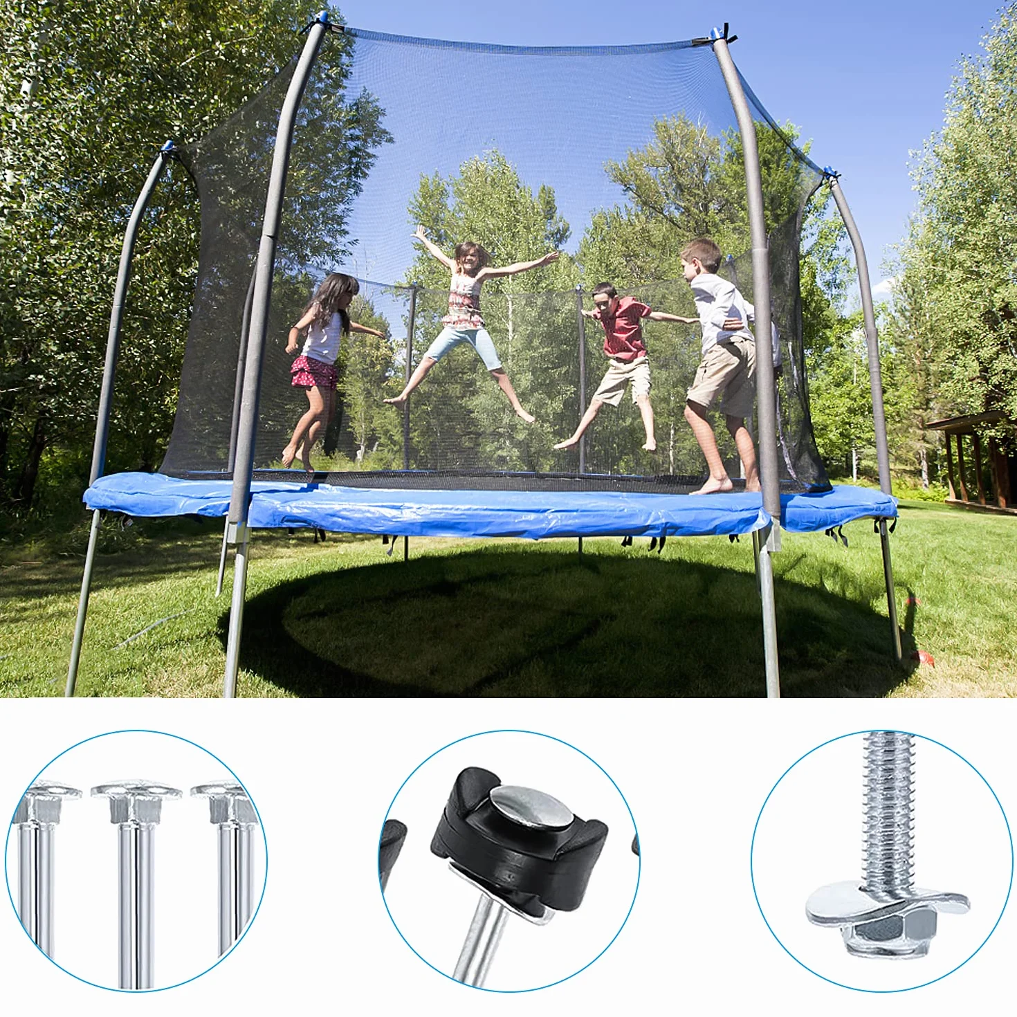 GIAK Akcesoria do trampoliny, śruby do mocowania, 10 sztuk