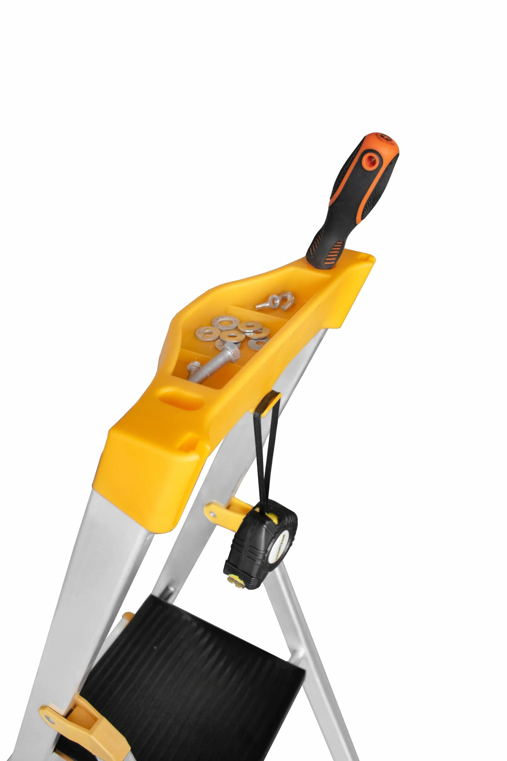 DRABEST 7-stopniowa Drabina składana aluminiowa antypoślizgowa z półką 120 mm 150 kg