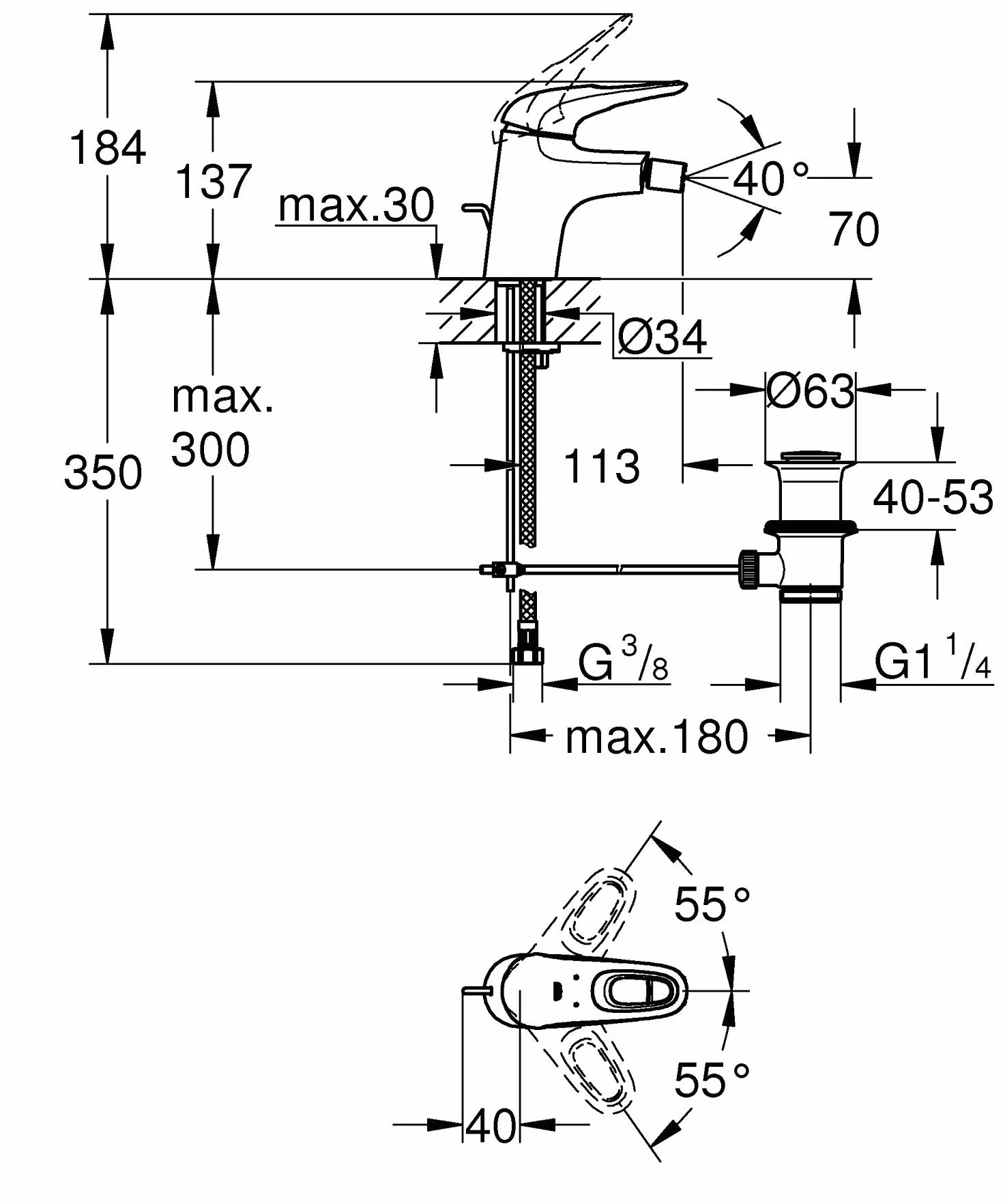 GROHE Eurostyle jednouchwytowa bateria bidetowa chrom 33565003
