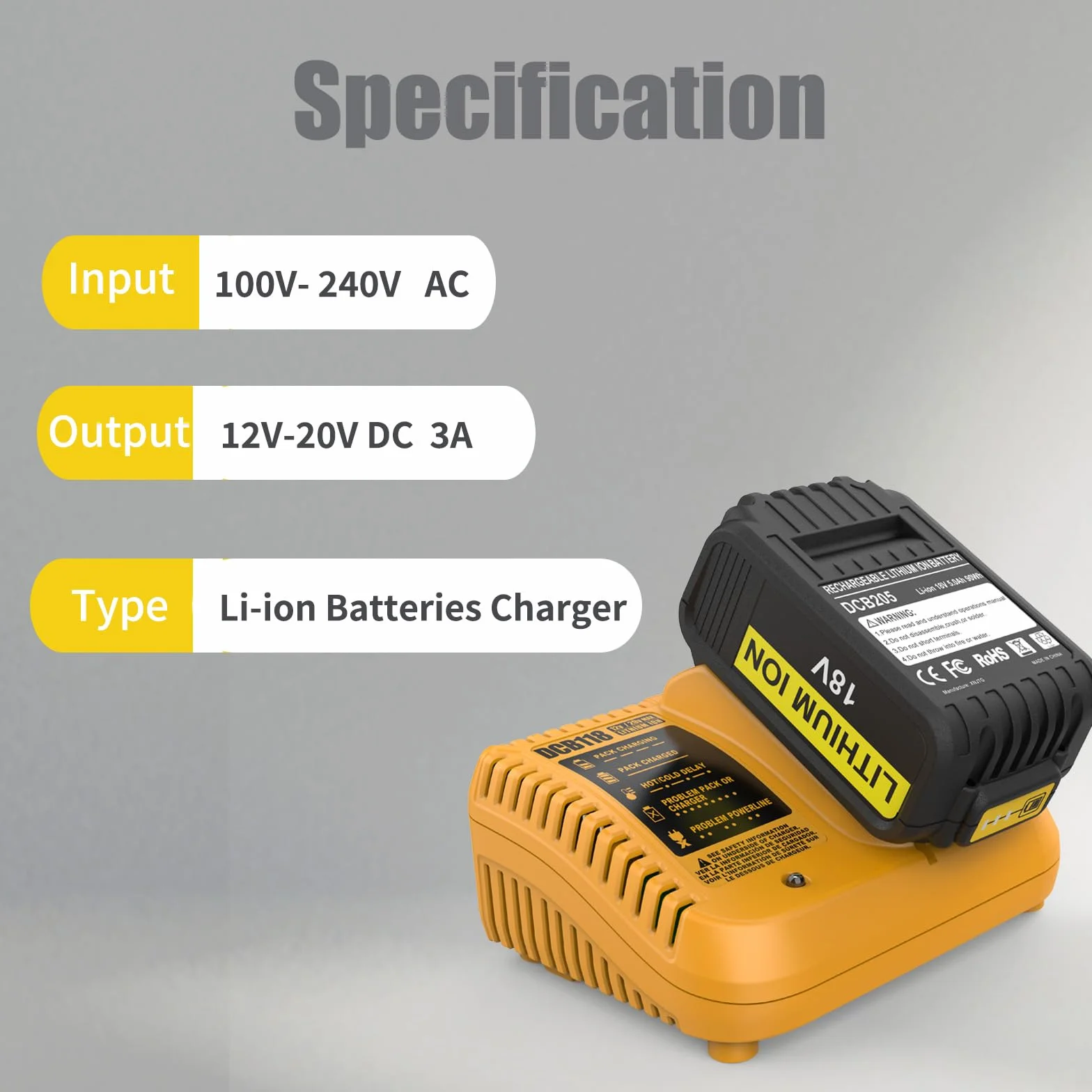 DCB118 szybka ładowarka akumulatora 12V/20V MAX litowo-jonowa