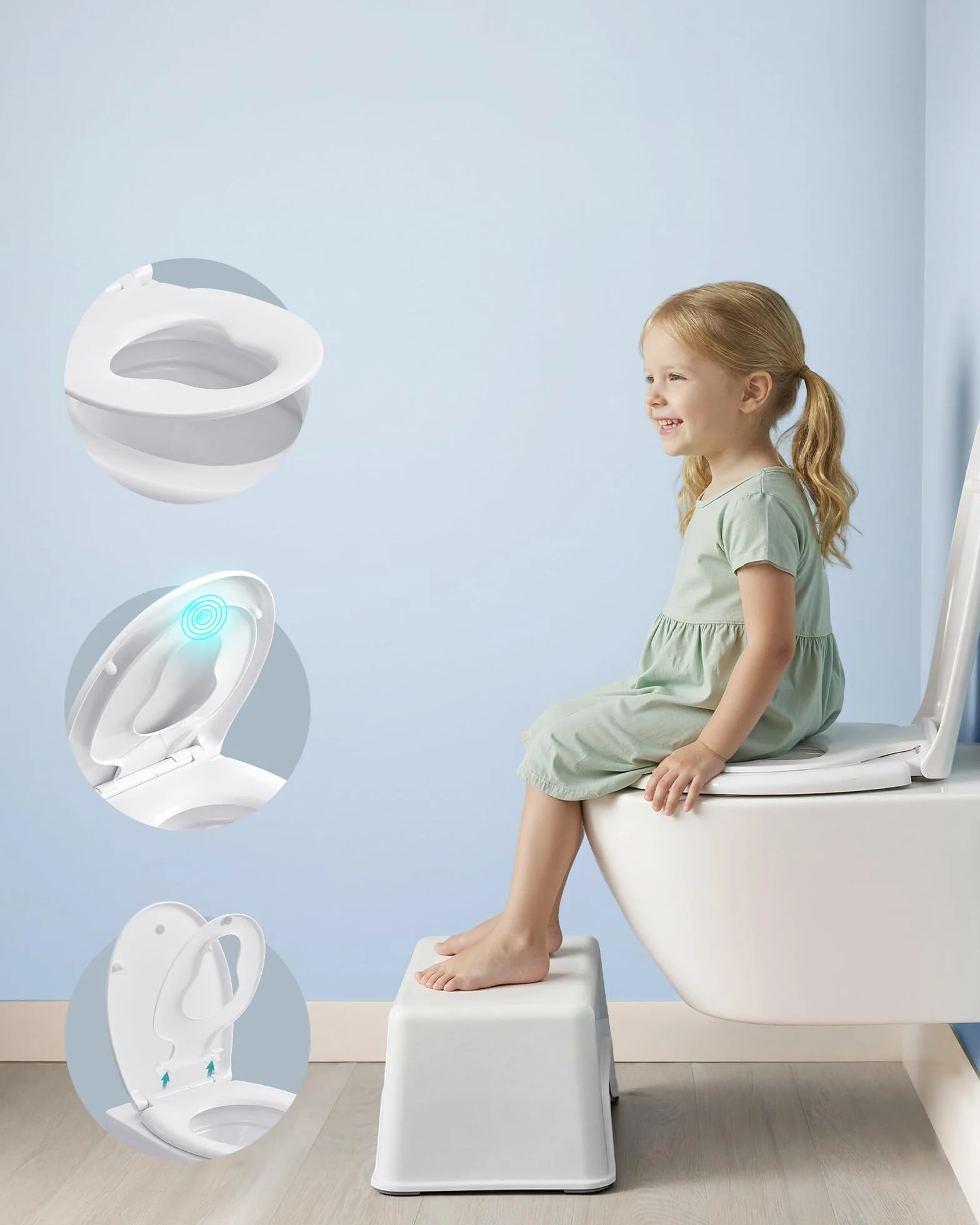 SONGMICS Deska sedesowa dla dziecka mechanizm cichego zamykania wyjmowana mocznikowo-duroplast nośność 300 kg biała BTL106WZ01