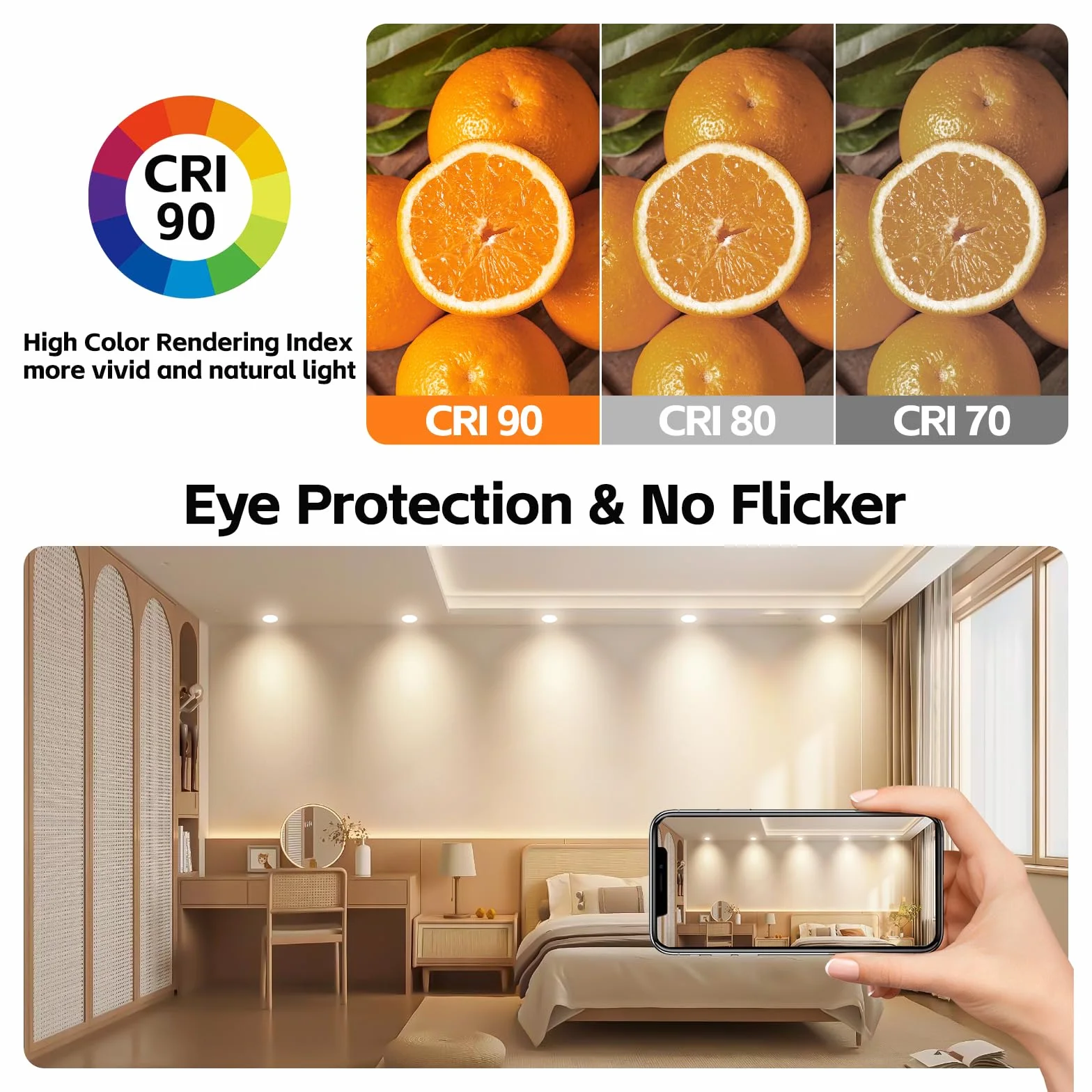 Reflektor LED do zabudowy ściemnialny 5 W IP65 68 mm 500 lm 3000 K 4000 K 6000 K wpuszczany łazienkowy