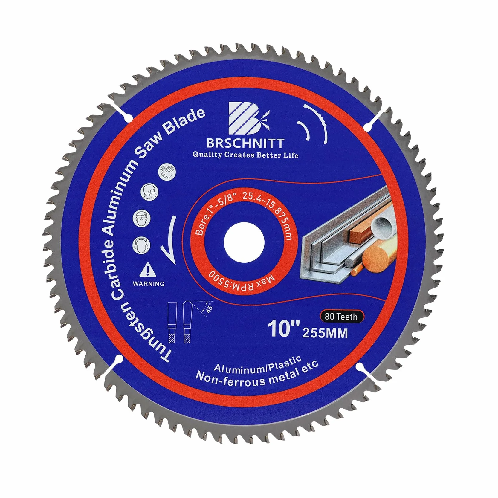 Brzeszczot piły tarczowej 255mm 80Zębów TCG do aluminium tworzyw sztucznych metali nieżelaznych 30/25,4mm Arbor