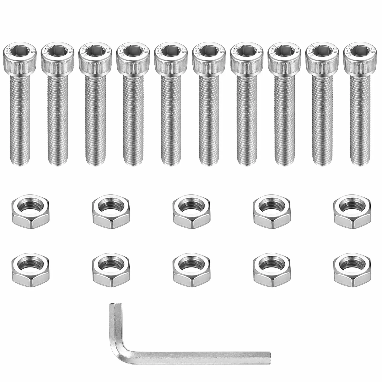 Śruby cylindryczne M10 x 60 mm pełny gwint zestaw 10 sztuk z nakrętkami