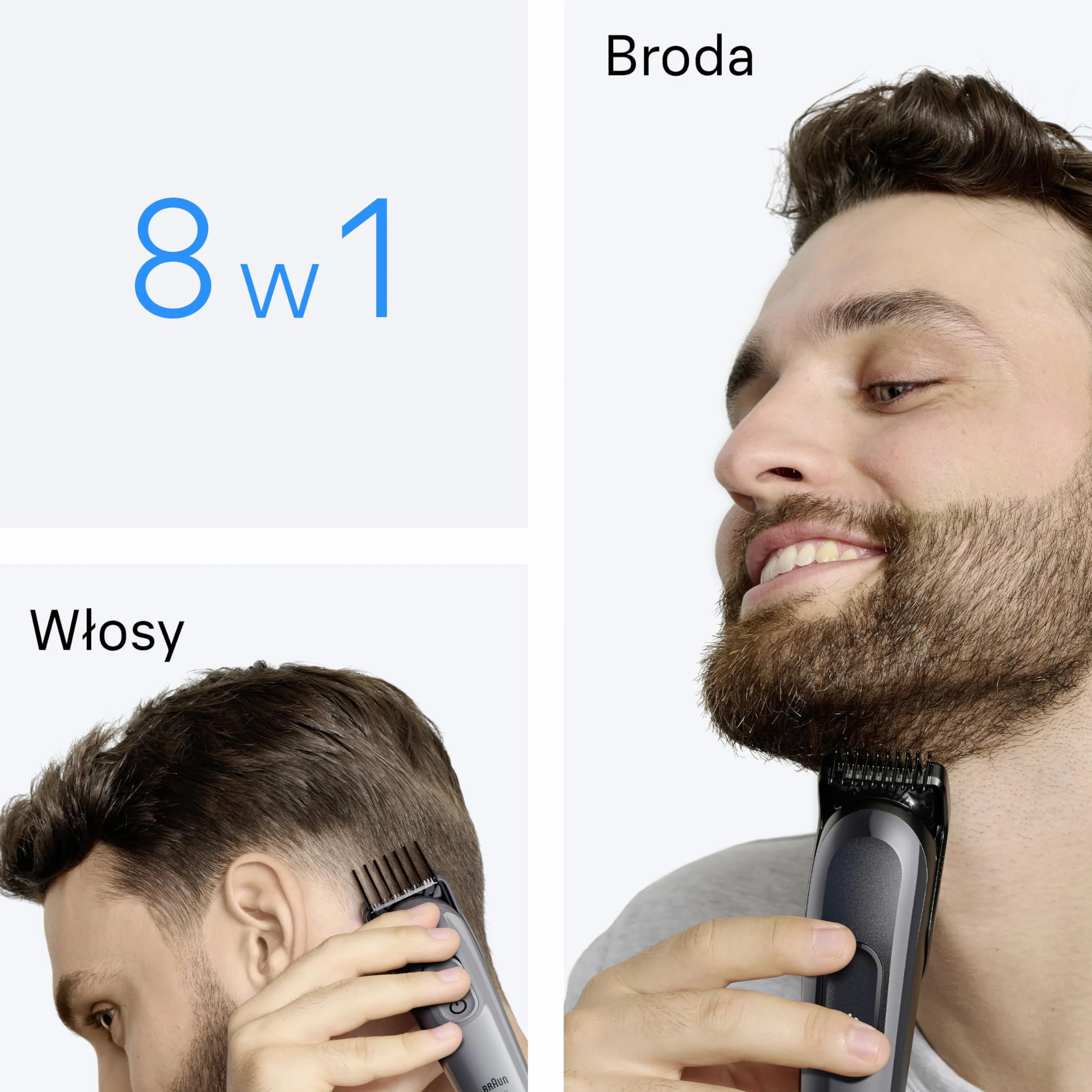 Braun Series 7 Wielofunkcyjny zestaw do pielęgnacji ciała, 11 w 1, ProBlade i AutoSense, 120 min, SkinGuard i cieniowanie brody, AquaGrip do używania pod wodą, AIO7540, niebieski