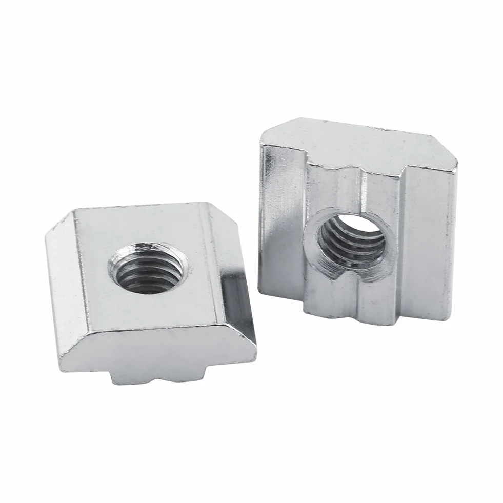 Powlekany rowek T-nut 50 szt. stal węglowa srebrna karbonowa zapięcie ślizgowe do profilu aluminiowego akcesoria europejskie standard (EU30-m6)