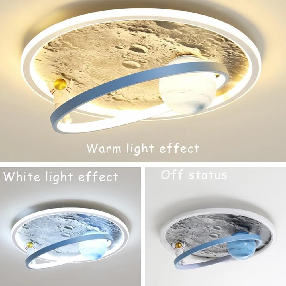 Led Lampa Sufitowa Ściemnialna Akrylowy Klosz Księżyc Astronauta Sypialnia Z Pilotem Salon Lampa Wisząca B