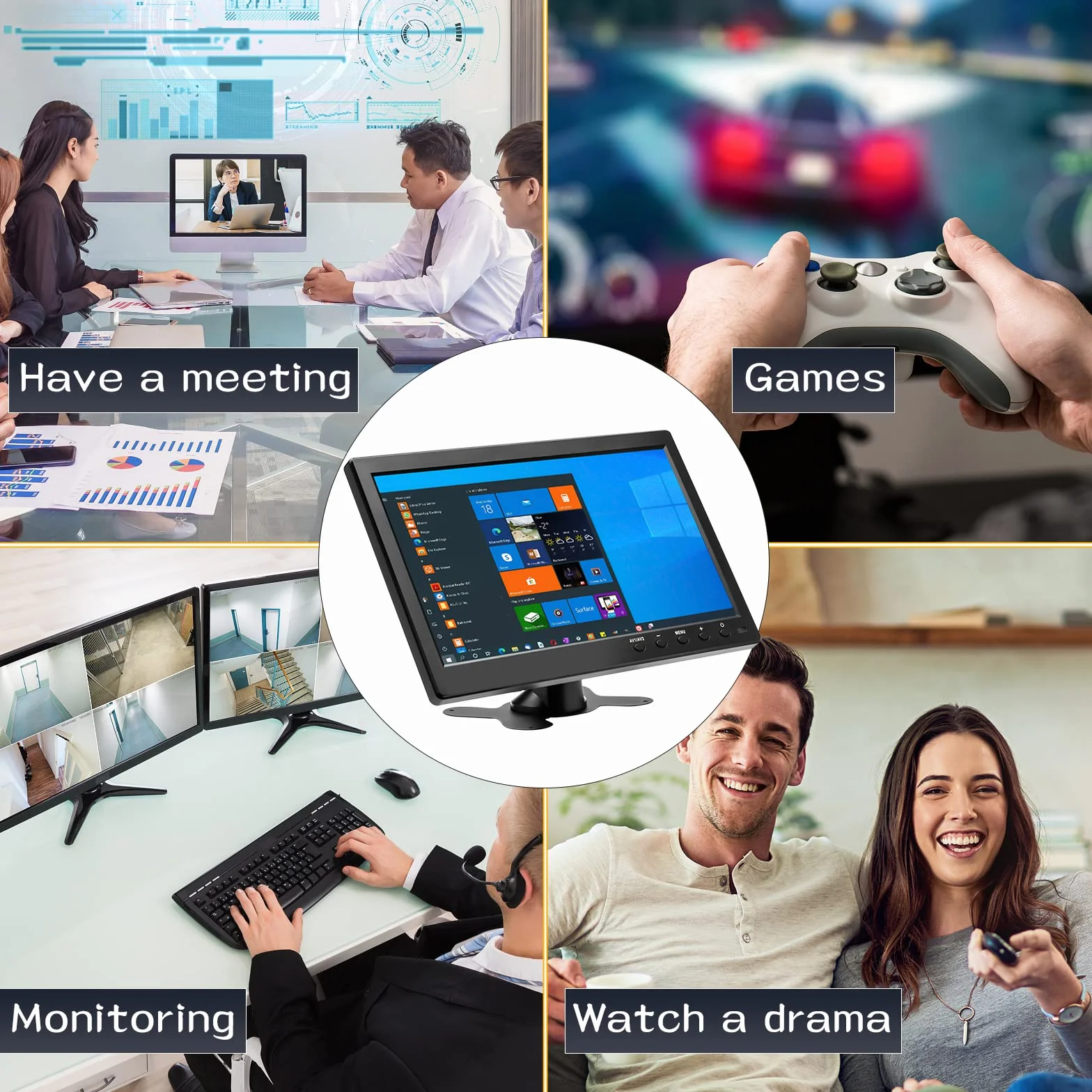 CAMECHO 10-calowy przenośny monitor CCTV Mini HDMI 1280 x 600