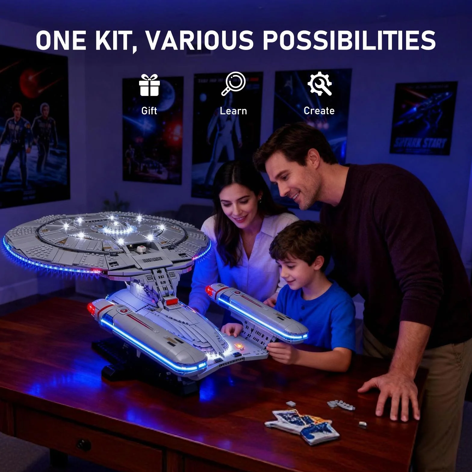BRIKSMAX Oświetlenie LED do LEGO ICONS U.S.S. Enterprise NCC-1701-D (wersja ulepszona) 10356, zestaw świateł kompatybilny z klockami - bez zestawu Lego, światło do modelarstwa domowego