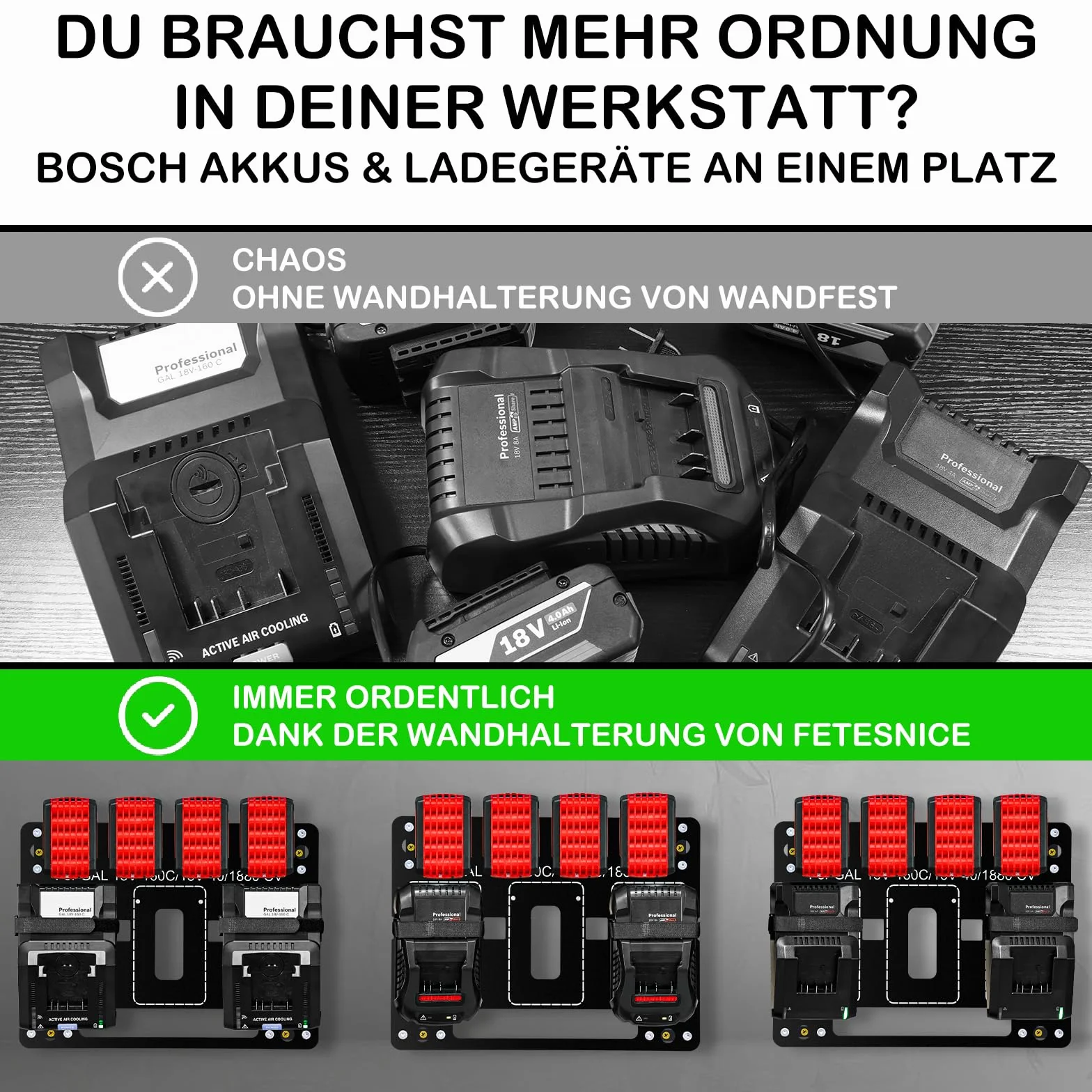 Bosch metalowy uchwyt ścienny na akumulator 18 V