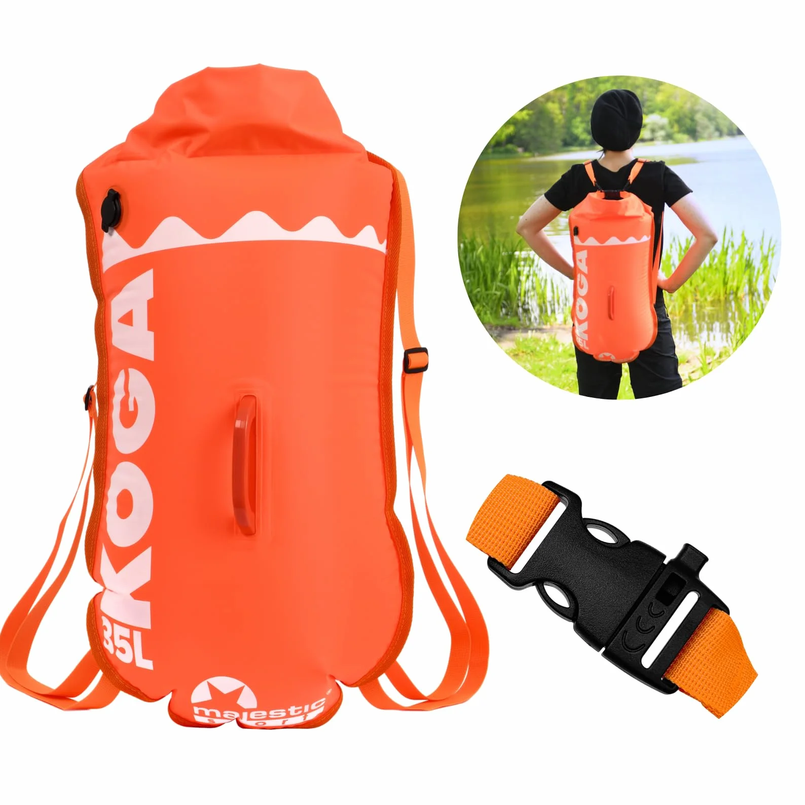 KOGA boja do pływania i worek na sucho 35 l pomarańczowy, otwarta woda i triathlon. Swimming Buoy, pomarańczowy, jeden rozmiar