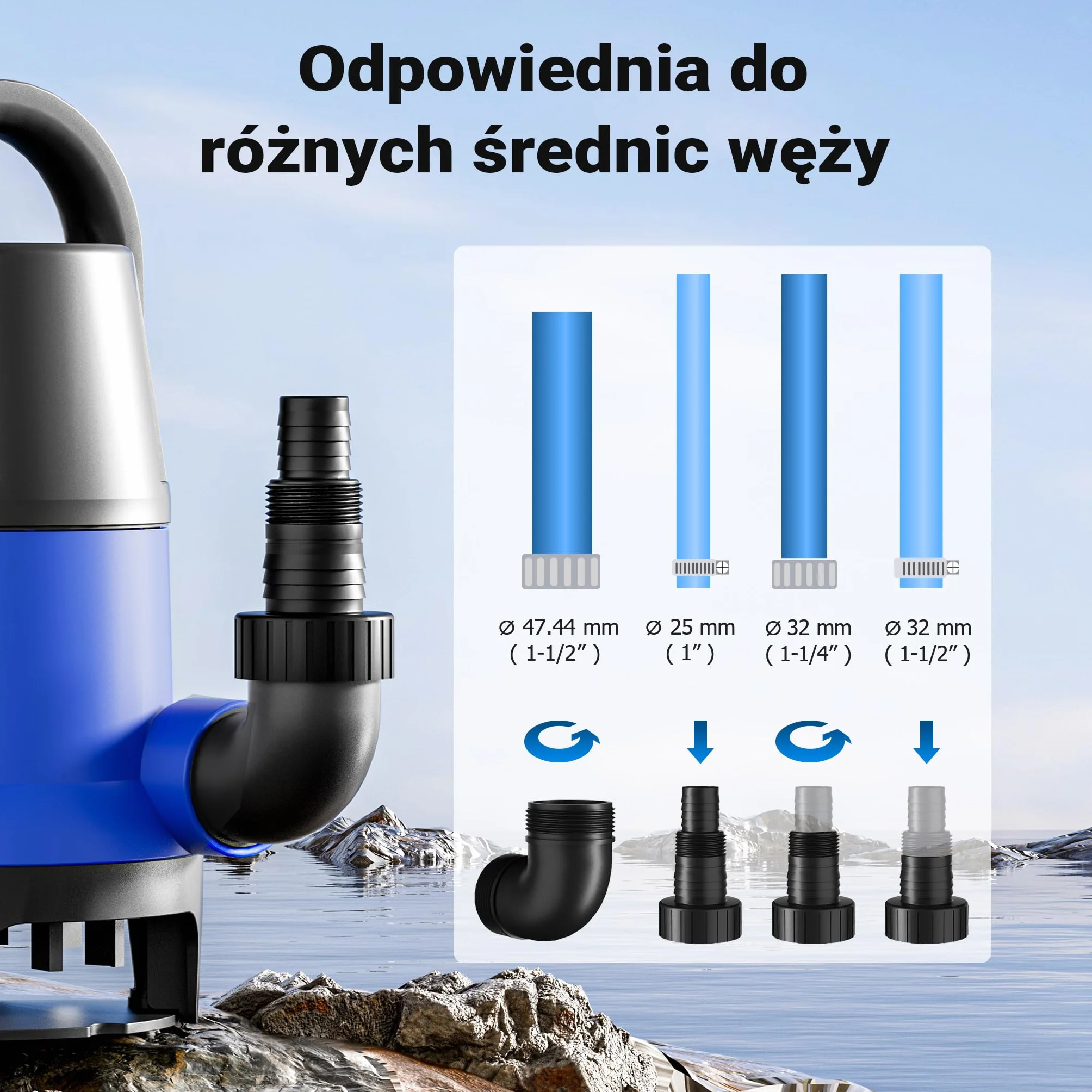 Pompa zanurzeniowa do brudnej wody 550 W 10500 l/h pompa głębinowa ogrodowa do studni