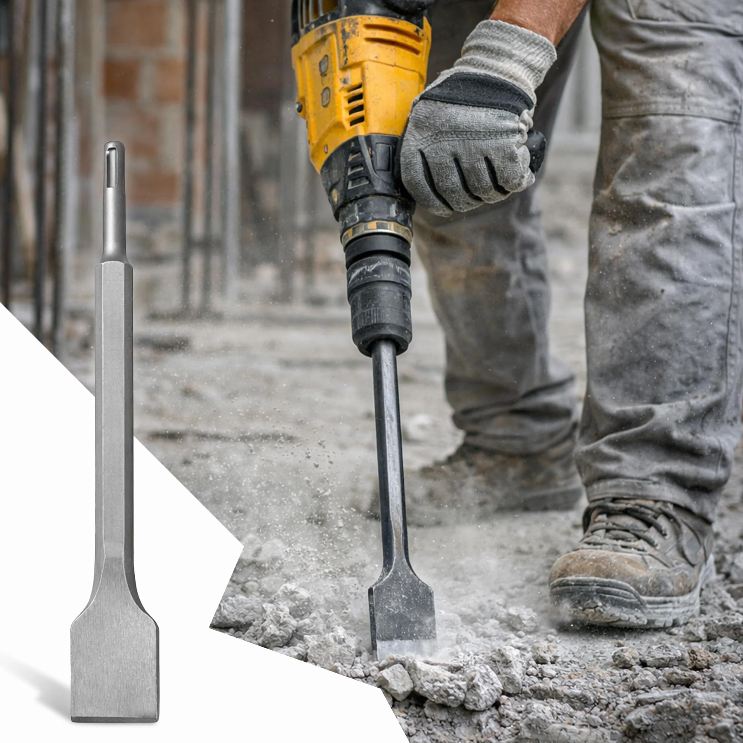 Retoo SDS Plus 4-częściowy zestaw dłut 250 mm do betonu, cegły, asfaltu