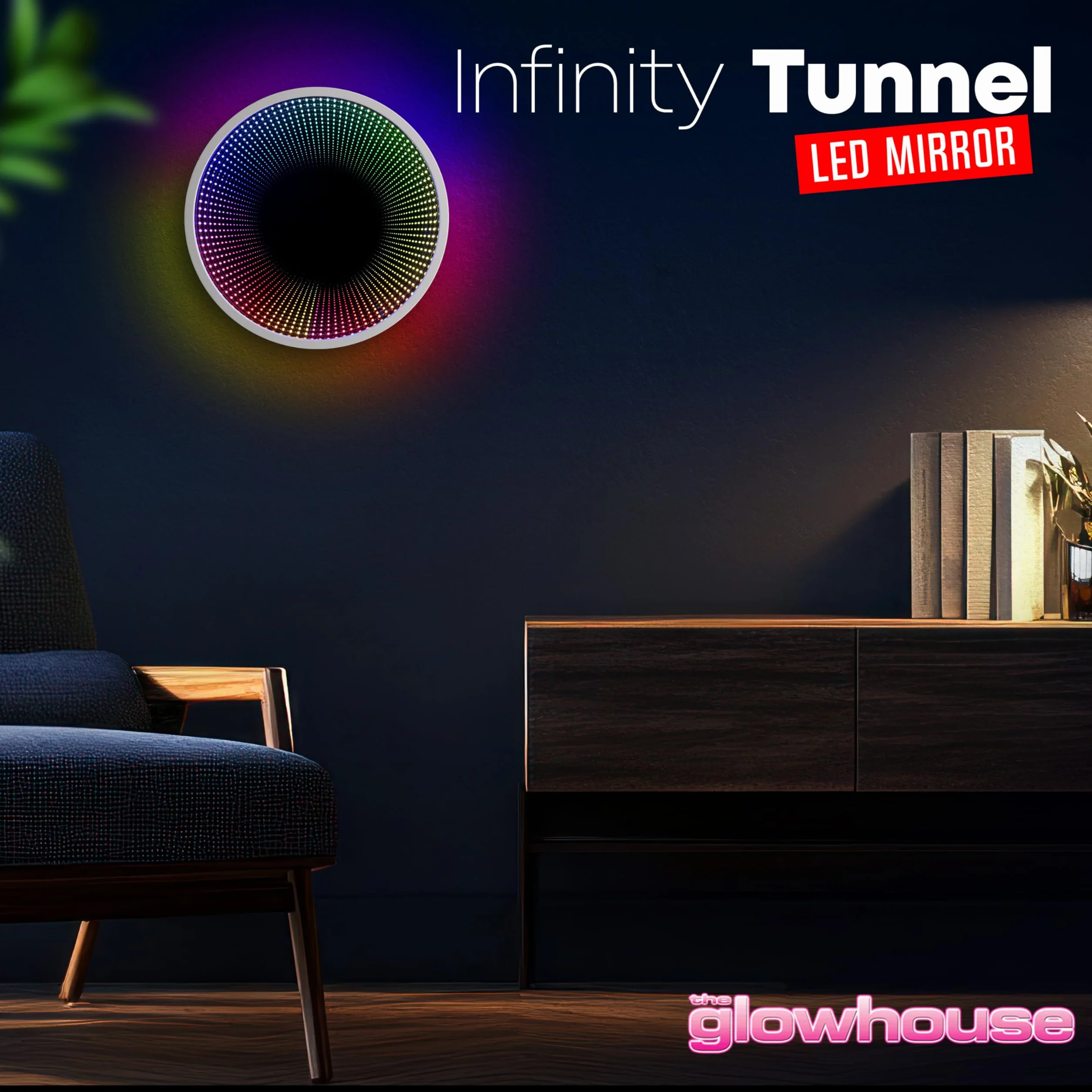 The Glowhouse Lampa LED tunelowa nieskończoność lustro oświetlenie impreza sensoryczna