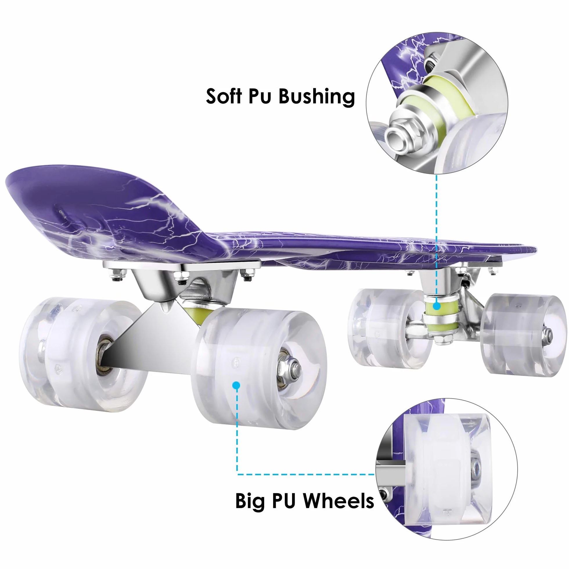 WeSkate deskorolka dla początkujących 22" kompletna mini Cruiser deskorolka plastikowa taca i kółka PU ABEC-9 łożysko dla dorosłych, nastolatków, chłopców, dziewcząt