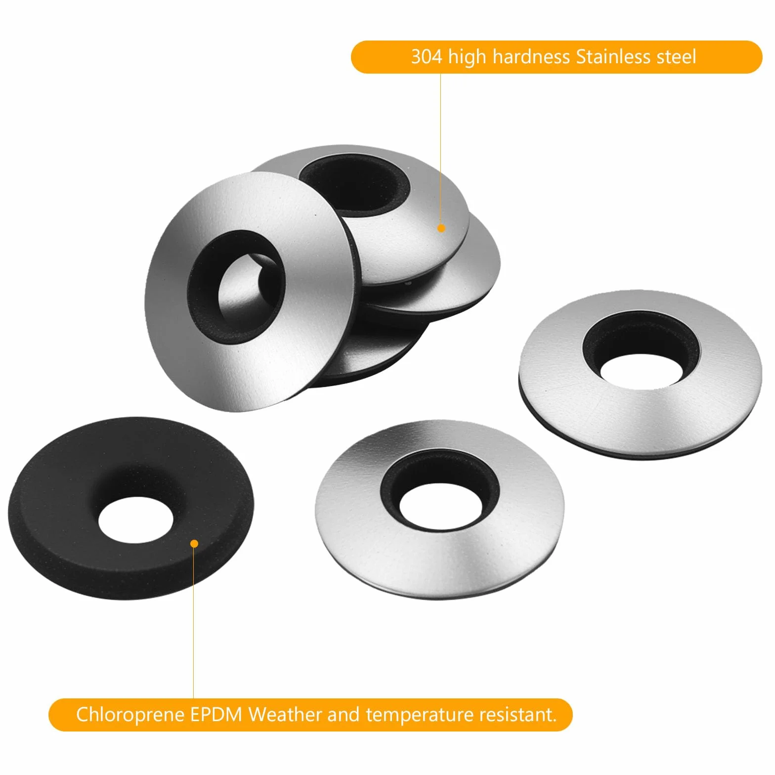 Gumowe podkładki antywibracyjne EPDM M6,3 x 16 mm ze stali nierdzewnej do śrub dachowych