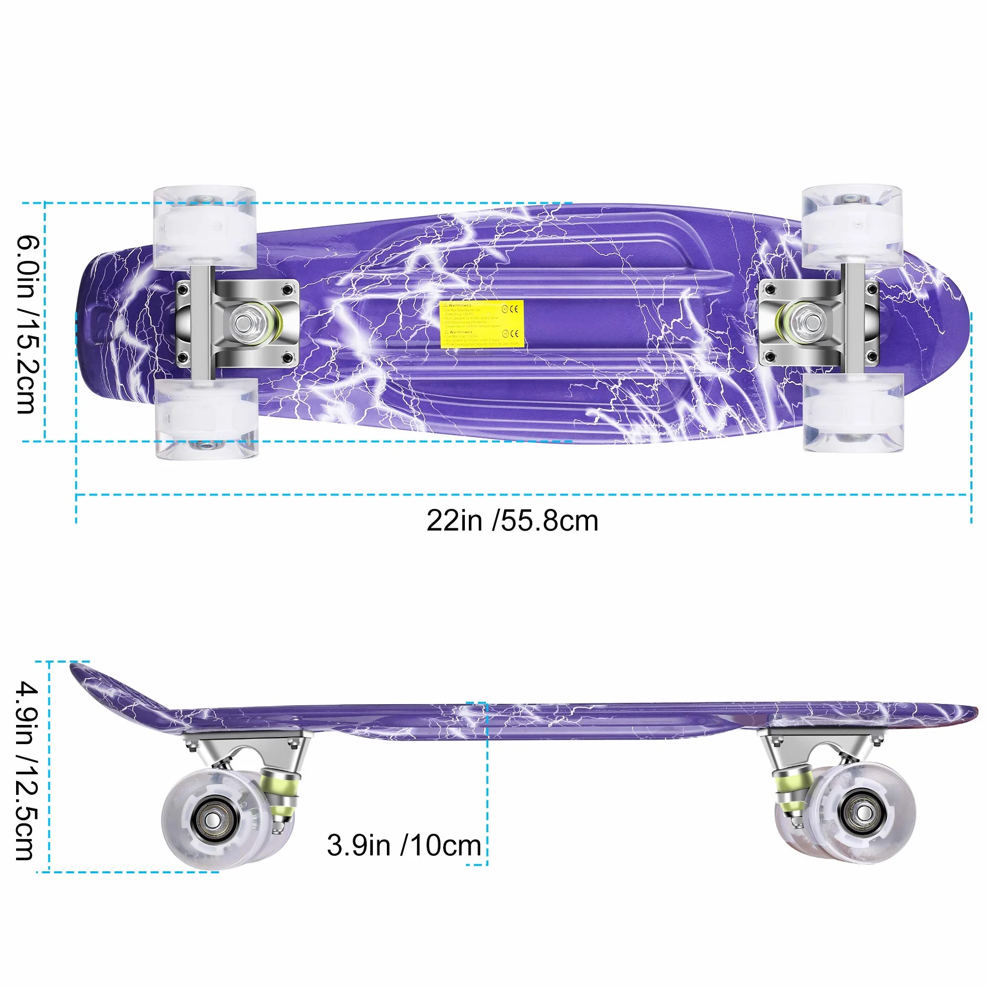 WeSkate deskorolka dla początkujących 22" kompletna mini Cruiser deskorolka plastikowa taca i kółka PU ABEC-9 łożysko dla dorosłych, nastolatków, chłopców, dziewcząt