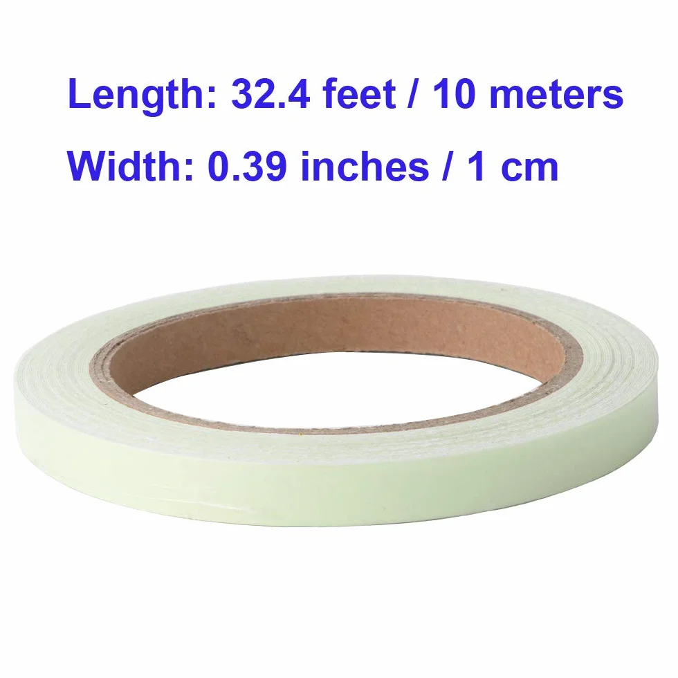 GTIWUNG Świecąca taśma 10 m x 10 mm, zielone światło, fluorescencyjna taśma ostrzegawcza, wodoszczelna, zdejmowana, trwała, przenośna