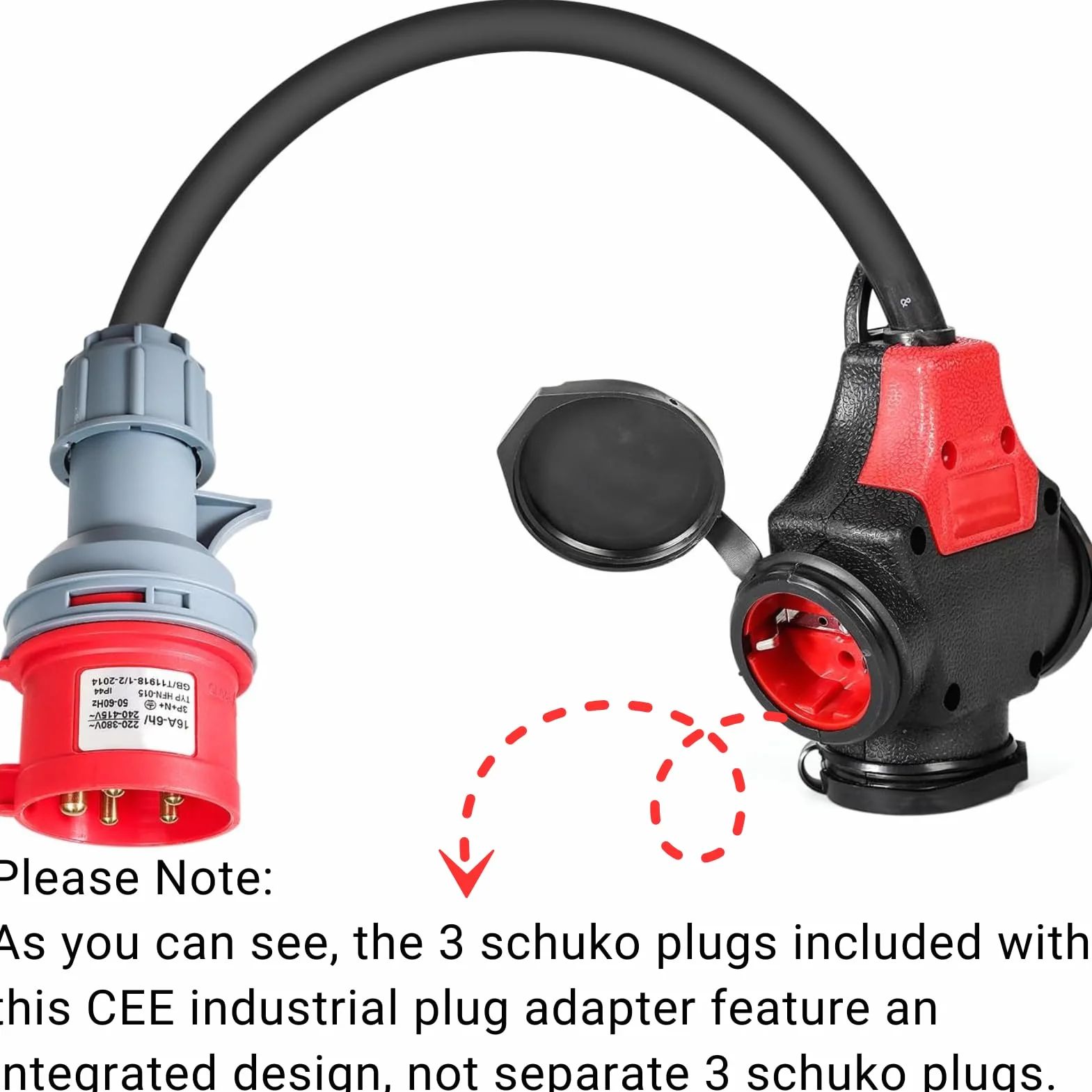 Jadeshay Adapter sieciowy CEE 16 A 400 V do 3 x 230 V 3 x 2,5 mm² Kabel kempingowy i przedłużacz do przyczepy kempingowej