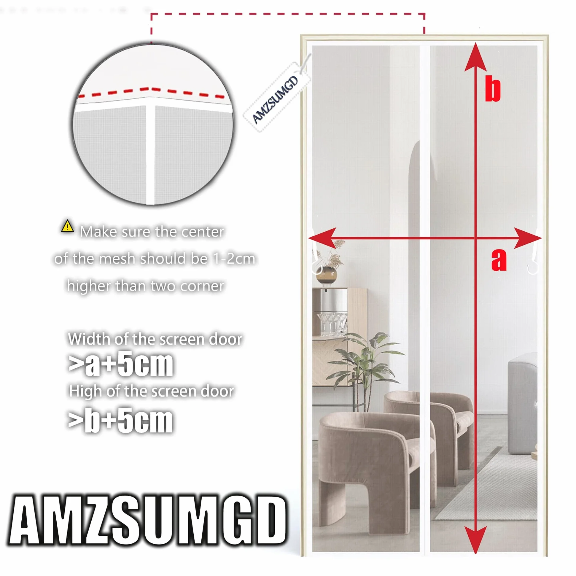 Magnetic Screen Door 170 x 200 cm Heavy Duty Mosquito Net for Balcony Patio