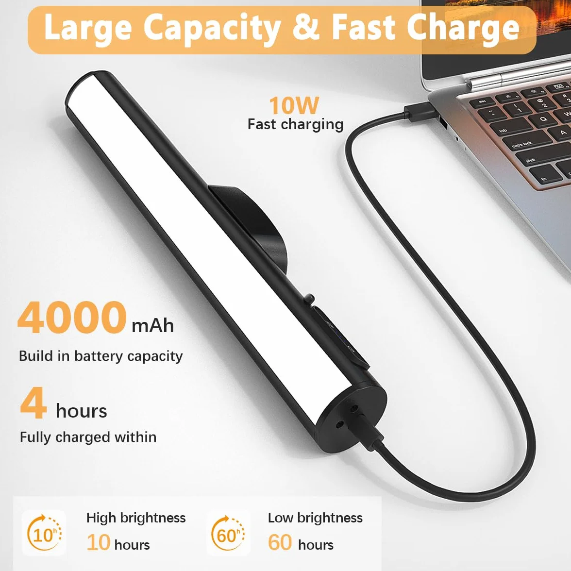 Lampki ścienne zasilane bateryjnie do wewnątrz, listwa świetlna LED, zasilanie bateryjne, 4000 mAh, magnetyczny, zdalne ściemnianie, oświetlenie pod półką, do łazienki, obraz, lustro kuchenne