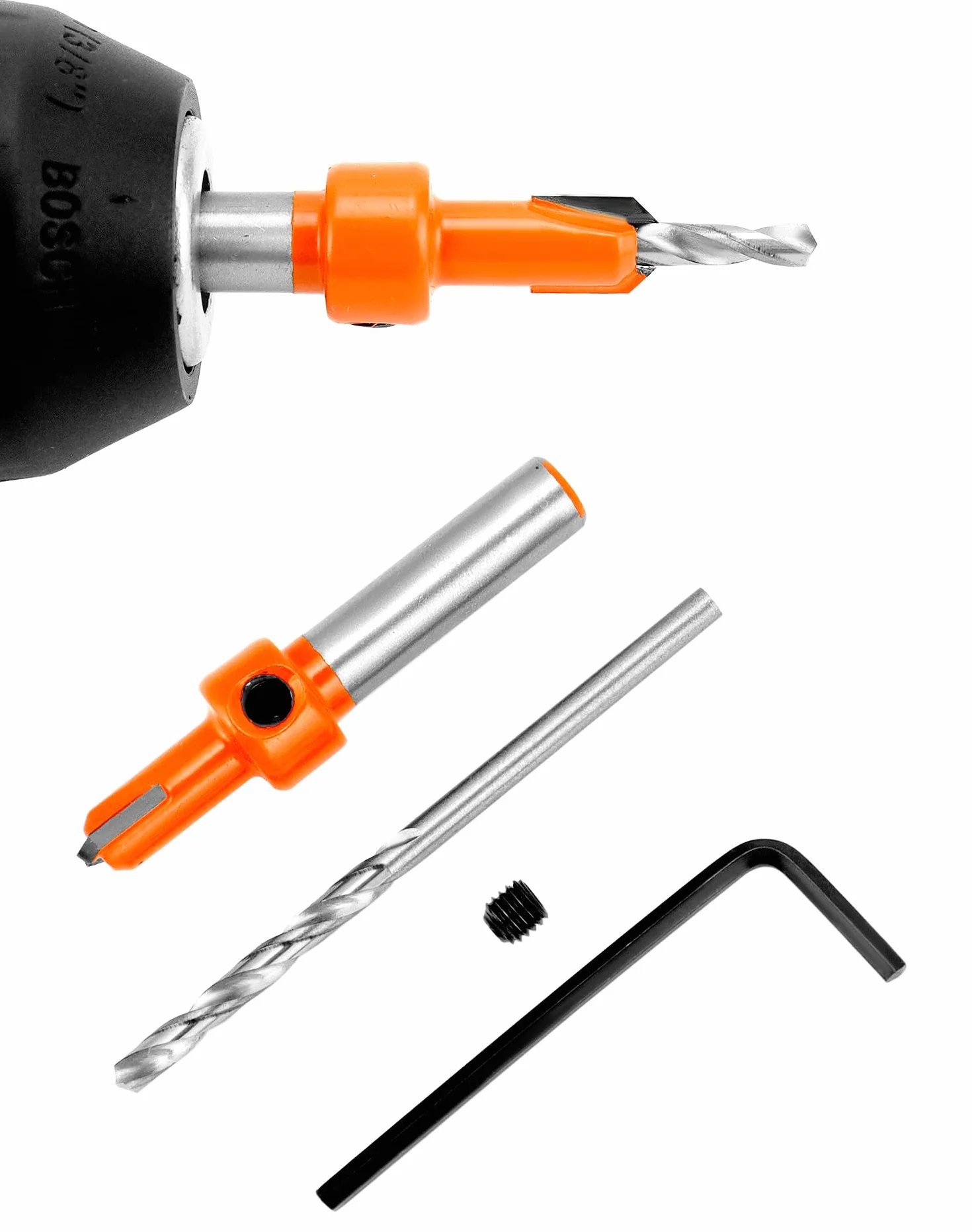 QWORK 5 sztuk zestaw wierteł pogłębiających z wymiennymi wiertłami 8 mm