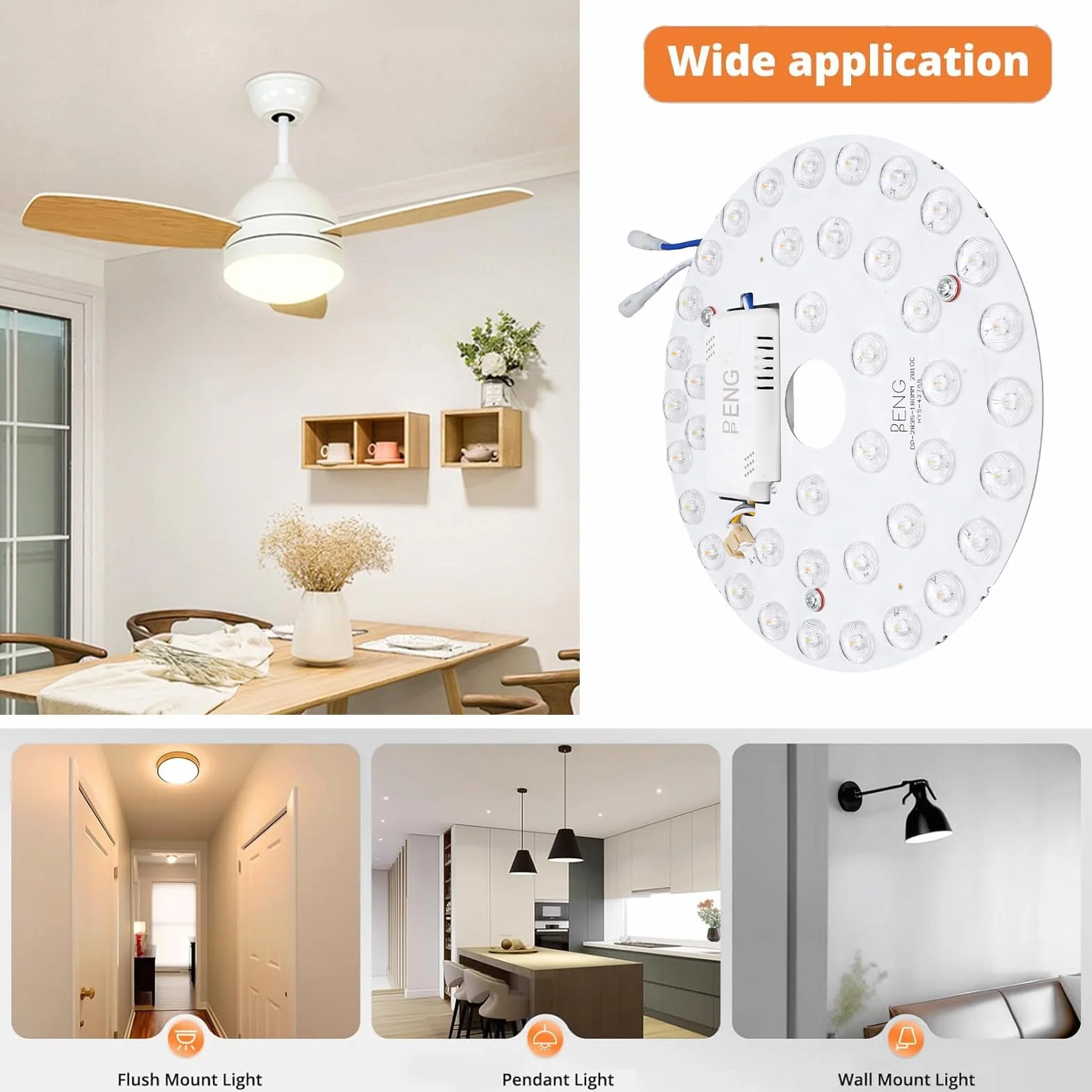 Wentylator sufitowy LED 7,1 cala Aluminium PC 3CCT 3000K 4200K 6500K