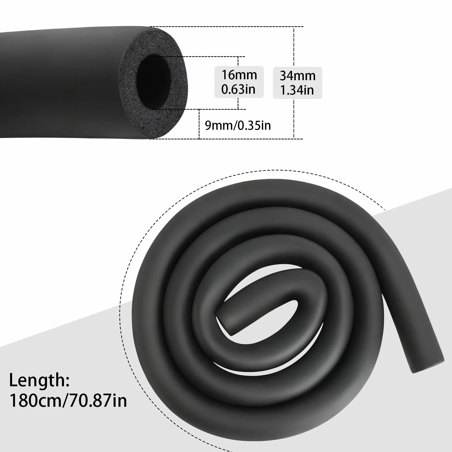 Izolacja rur piankowych Ø 16 mm 1,8 m rura piankowa do fitness