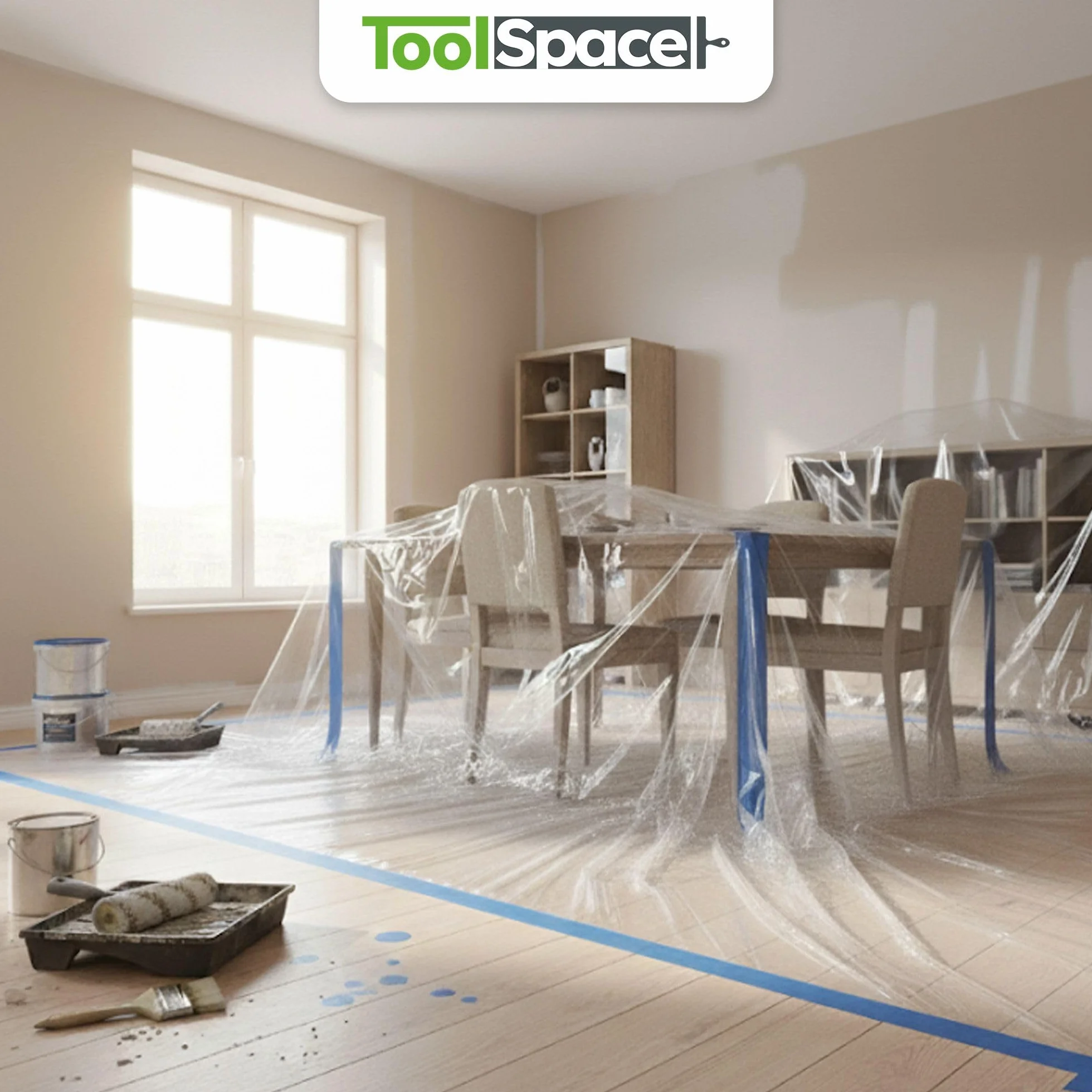 ToolSpace Taśma Papierowa Niebieska Ochronna do Malowania Ścian i Sufitów Prac Remontowych Klej Bez Rozpuszczalników Nie Podcieka 48mm/50 m Zestaw 3 Sztuk 150 m