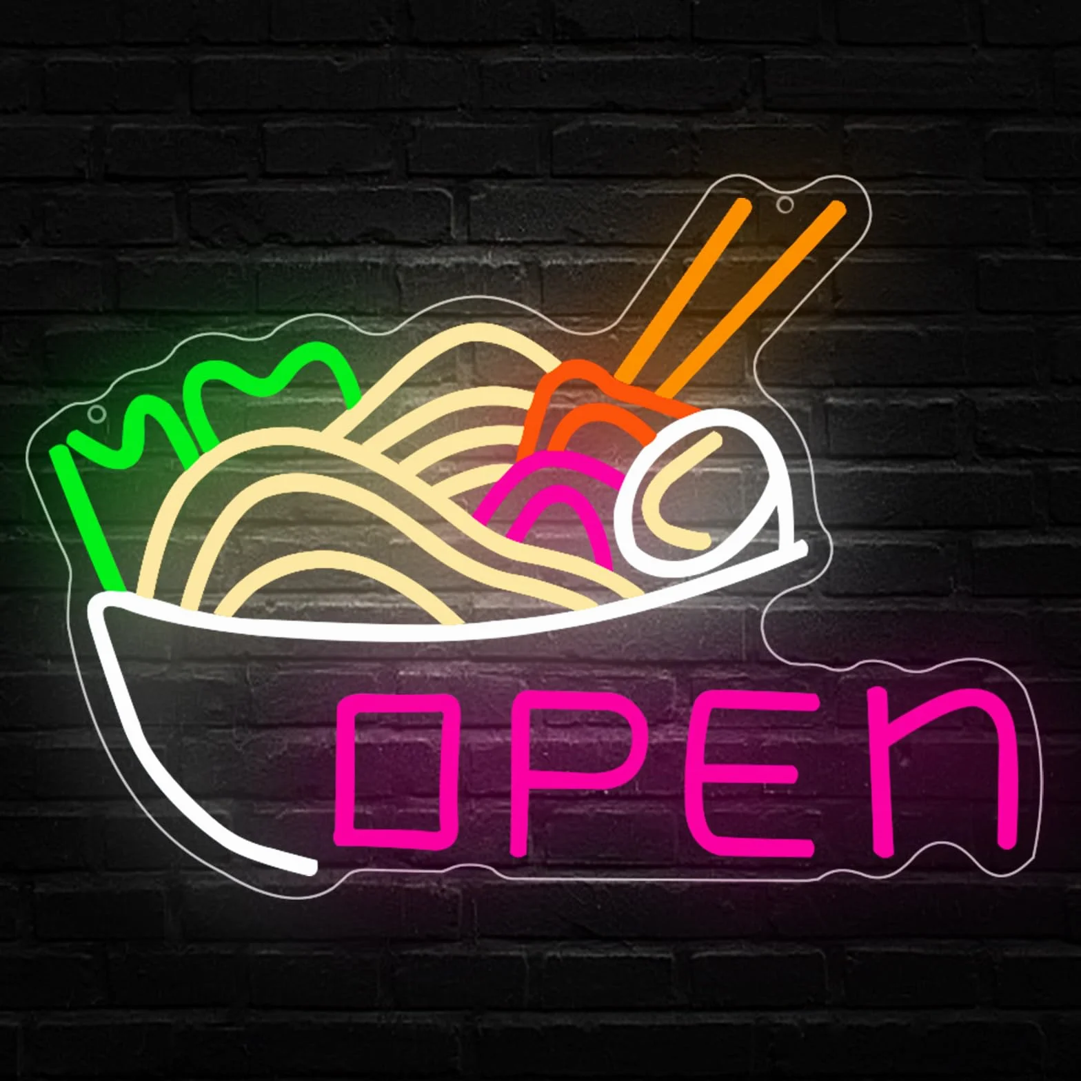 Neonowy znak miska ramen z makaronem LED podświetlany na ścianę USB do kuchni japońska restauracja