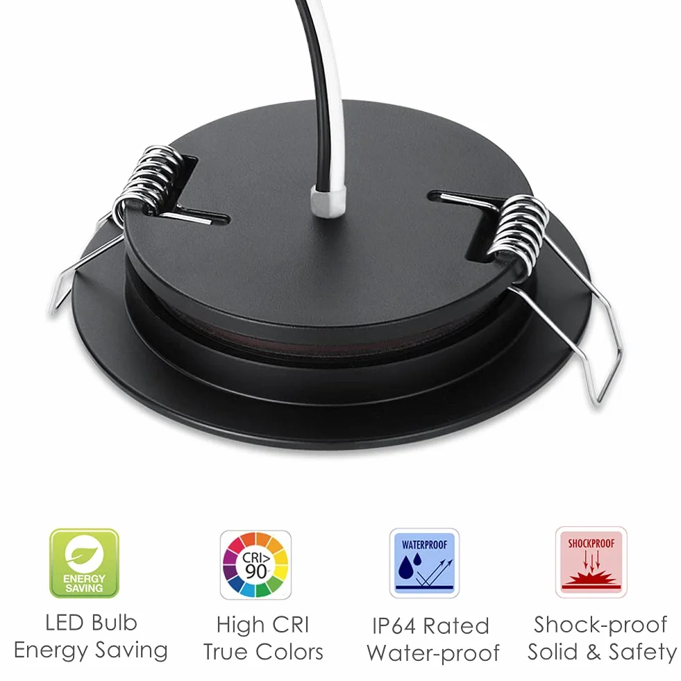 Acegoo Reflektor LED DC 12V 3000K 6 sztuk Płaski Downlight Aluminium Ciepłe Światło Czarny
