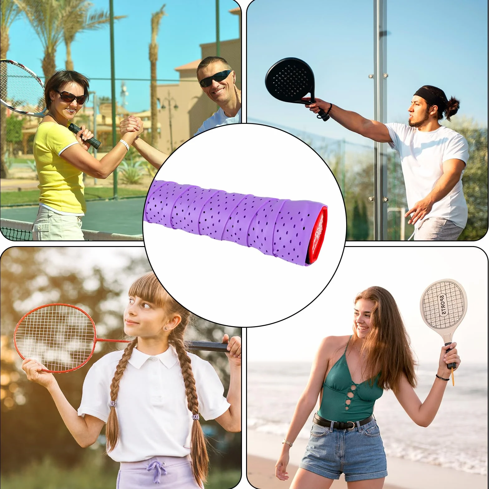 Ymapinc Profesjonalna taśma do chwytania, antypoślizgowa, perforowana, chłonna, do tenisa Pickleball, overgrip badminton, oddychająca, szybkoschnąca, 6 szt
