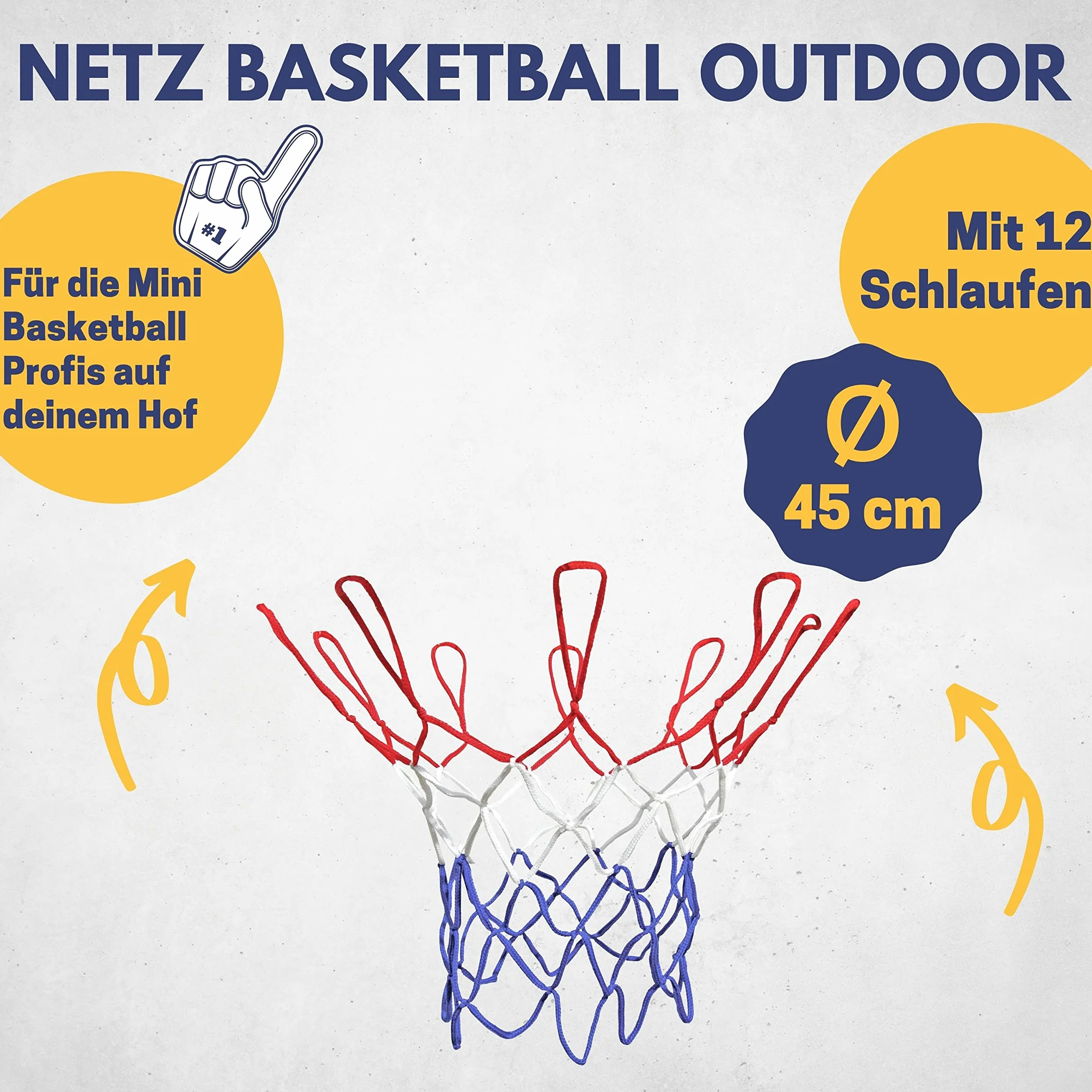 Best Sport Siatka pierścieniowa do koszykówki – wielokolorowa