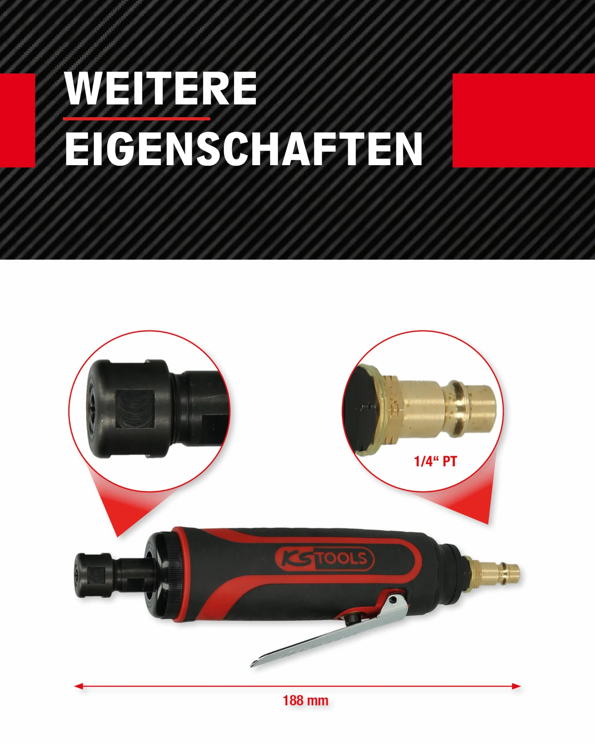 KS Tools 515.5410 Pneumatyczna szlifierka prosta 23.000 obr./min