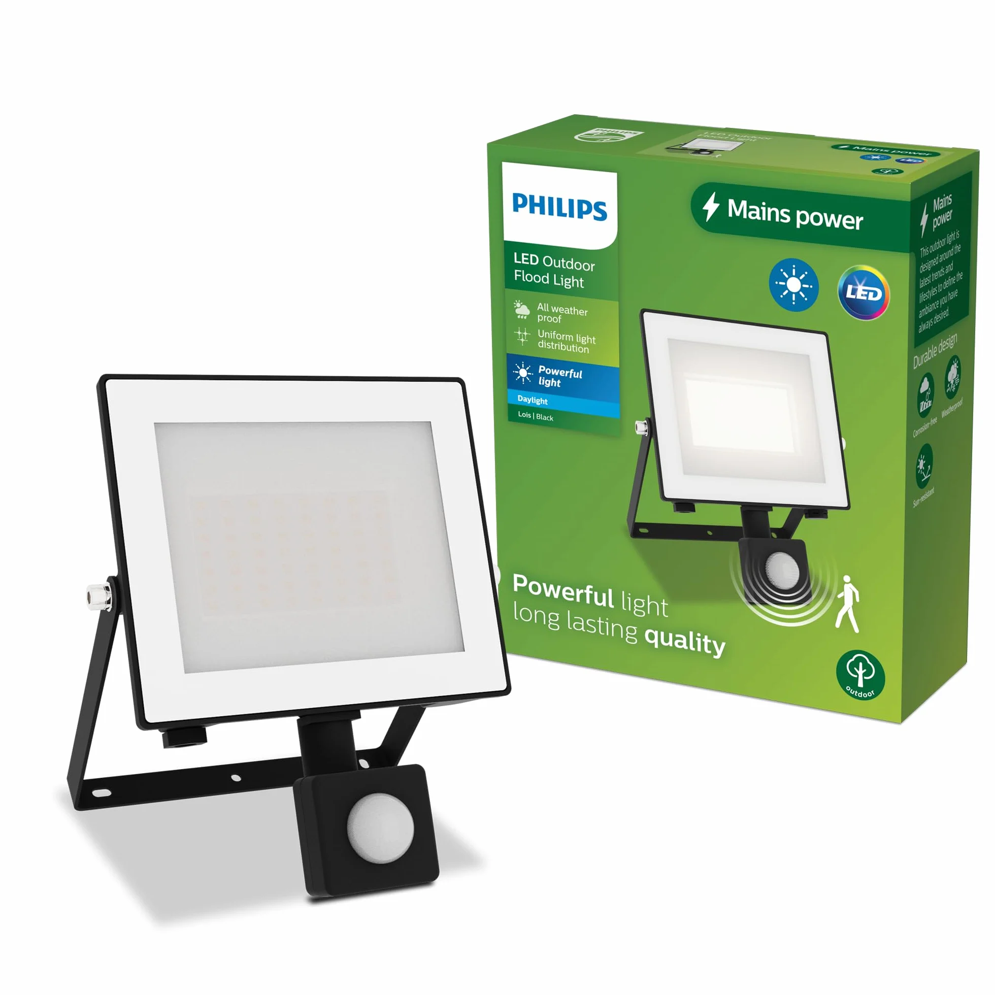 Philips Lois Zewnętrzna Lampa Floodlight z Czujnikiem 30 W 5000 K Czarna