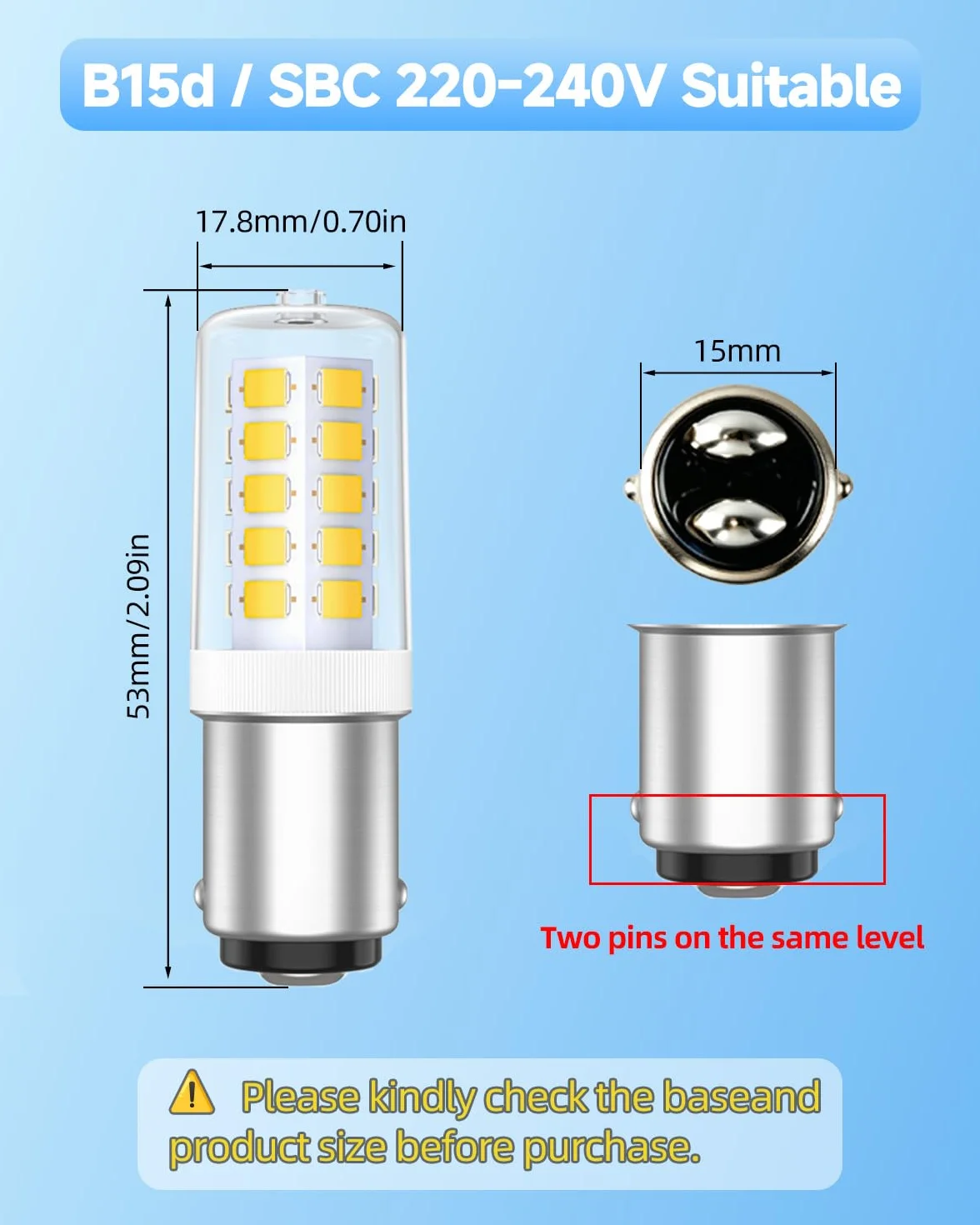 Żarówka LED B15D 4W Ciepła Biała 3000K 230VAC 2szt