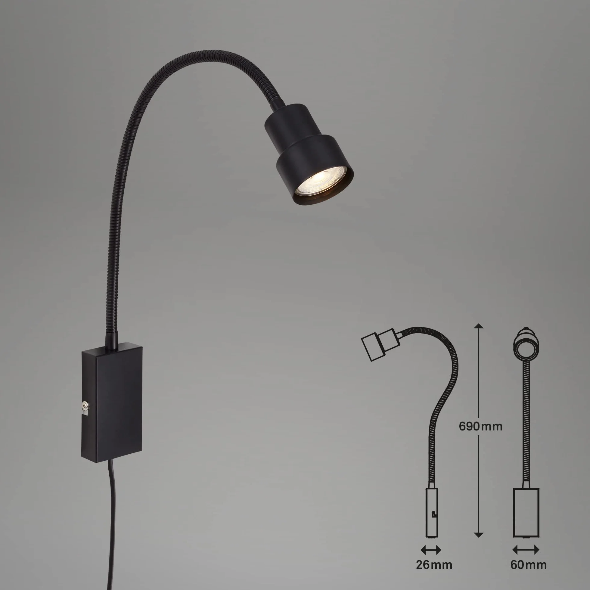 BRILONER Lampka do czytania LED ścienna wychylna z włącznikiem